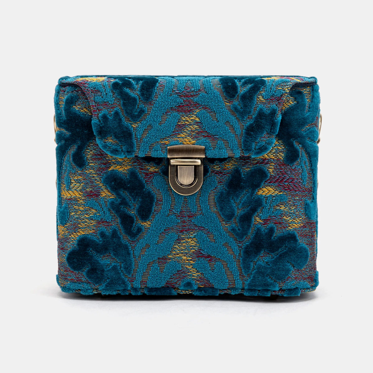 Burnout Velvet Aqua Blue Emma Small Train Case Crossbody primary