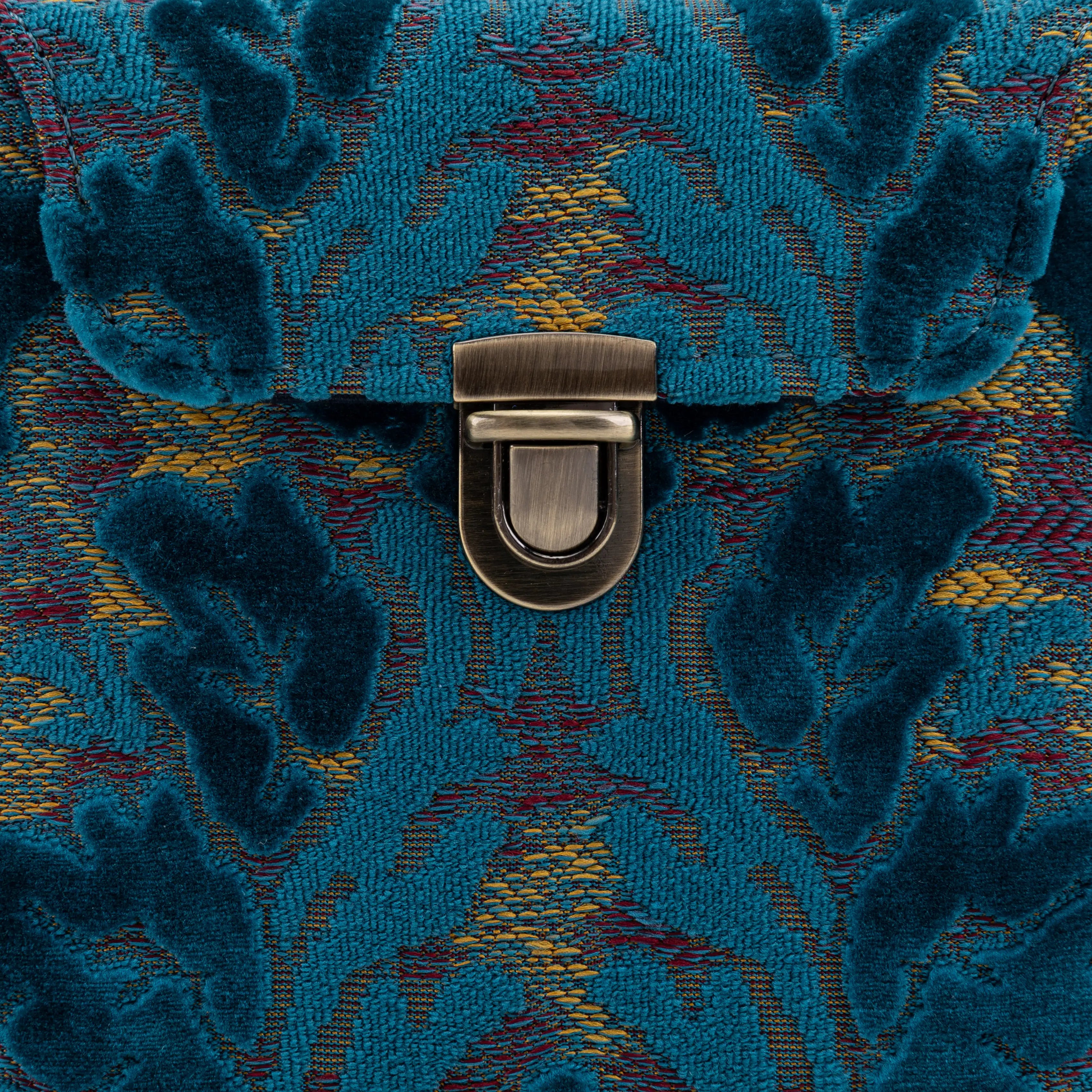 Burnout Velvet Aqua Blue Emma Small Train Case Crossbody part