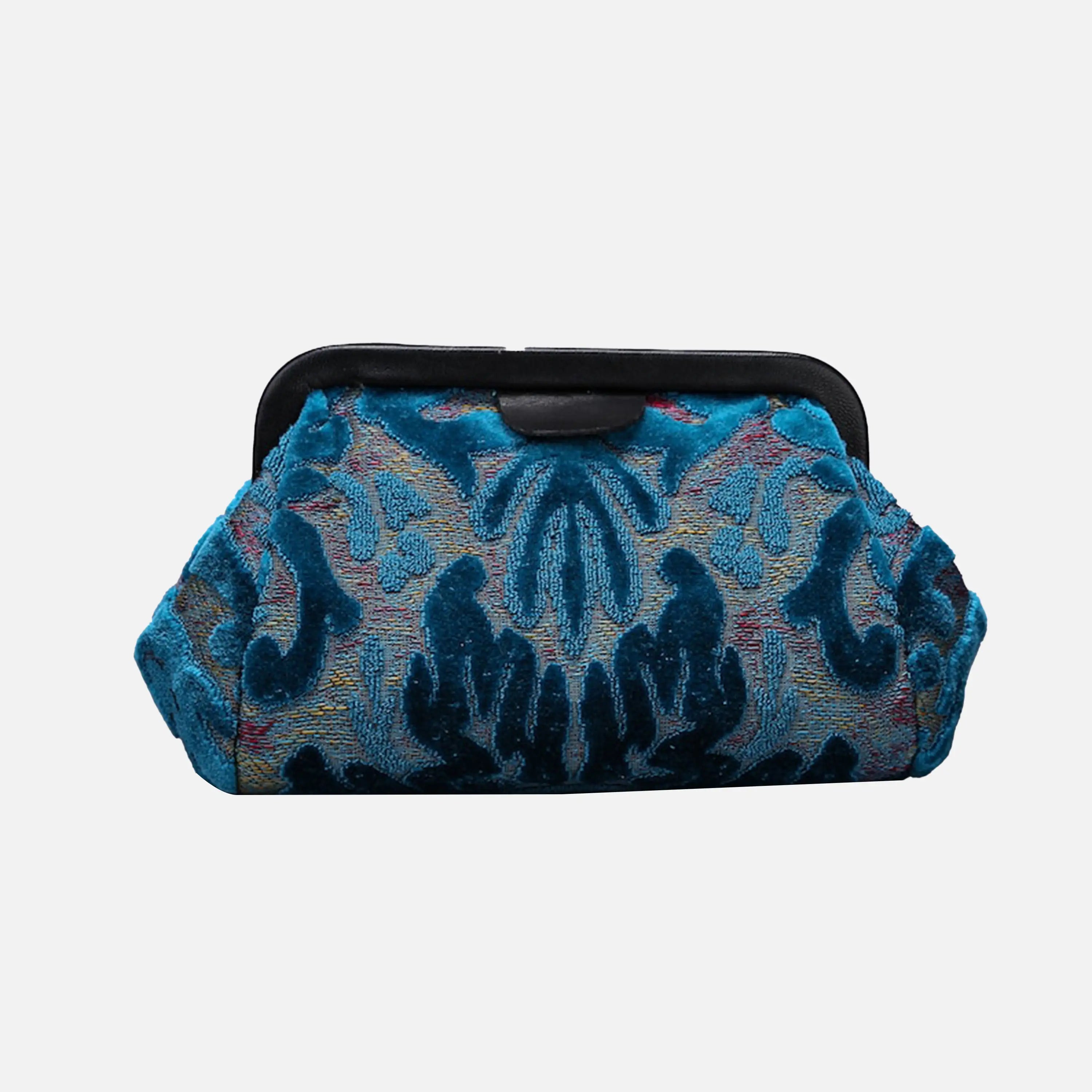 Burnout Velvet Aqua Blue Evening Bag Clutch carpet bag of America back