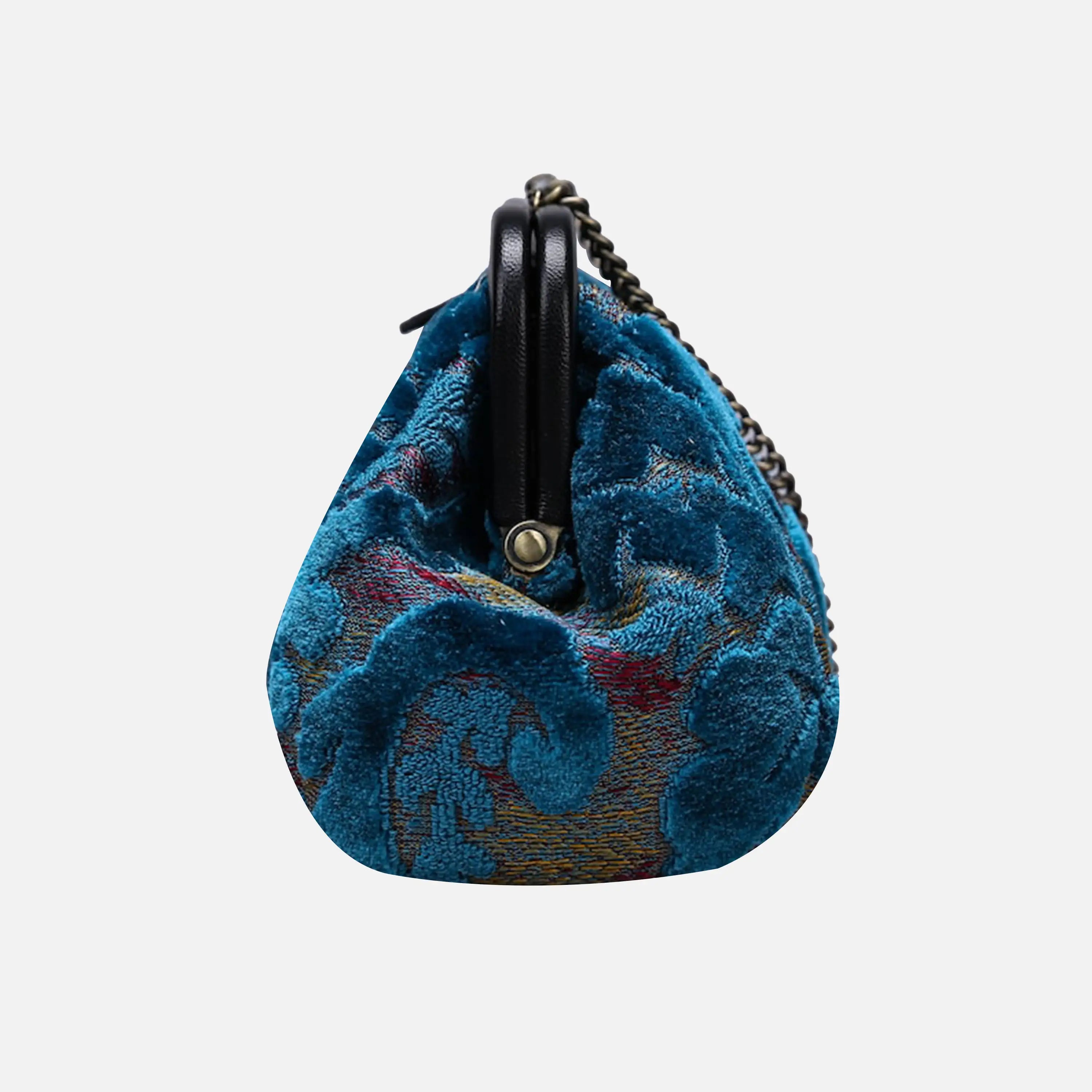 Burnout Velvet Aqua Blue Evening Bag Clutch carpet bag of America side