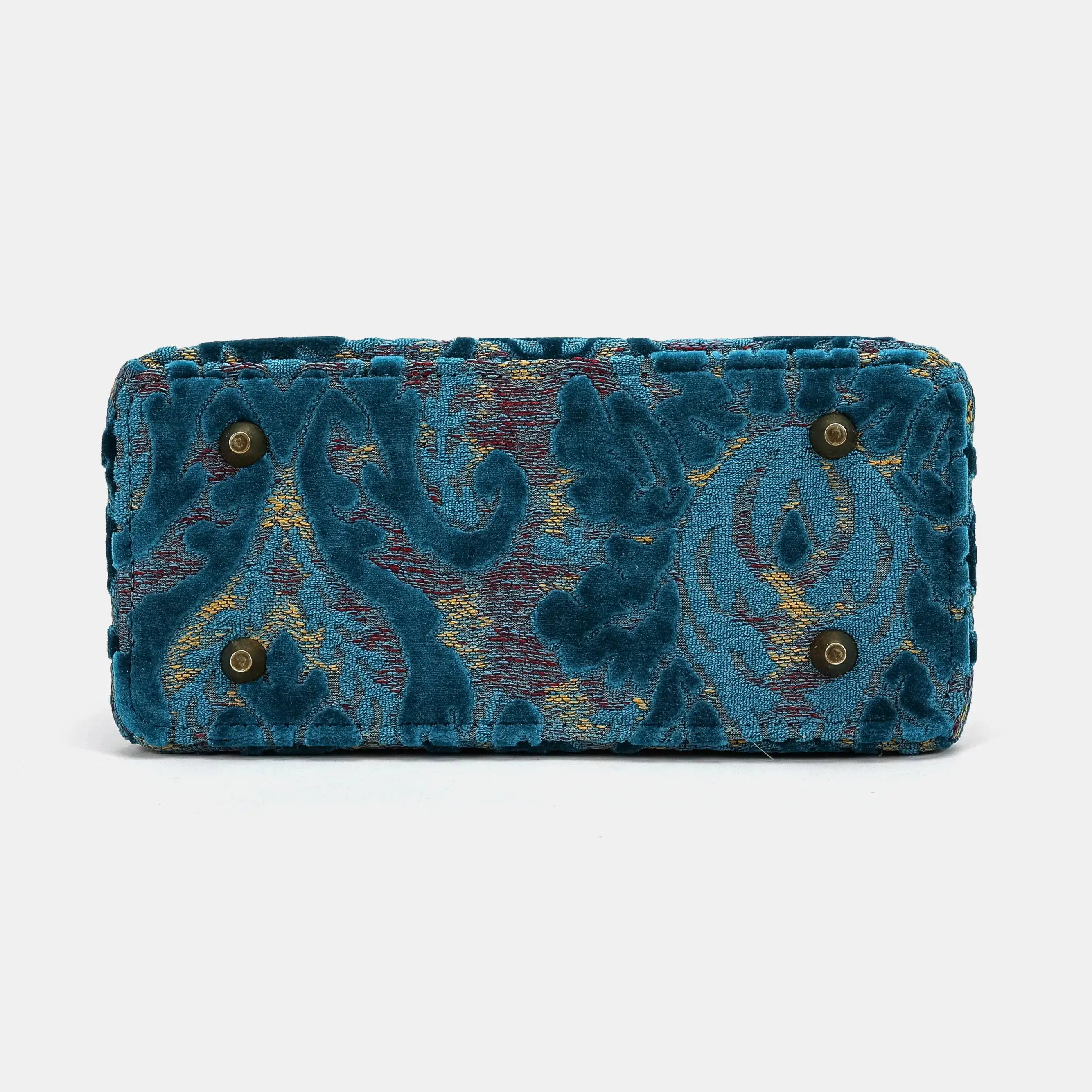Burnout velvet Aqua Blue Helena Carpet Gladstone Backpack of America bottom
