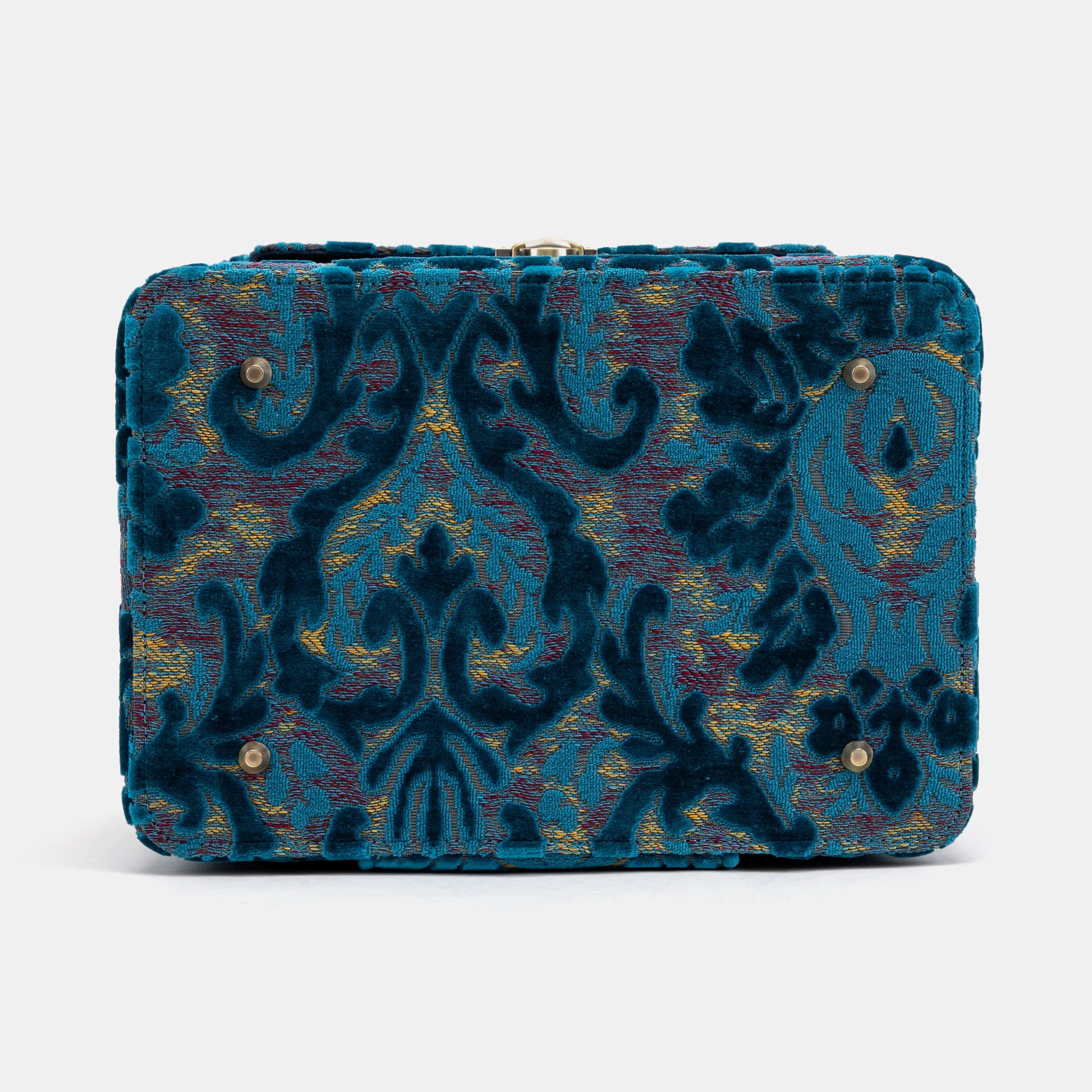 Burnout Velvet Aqua Blue Josephine Large Train Case bottom