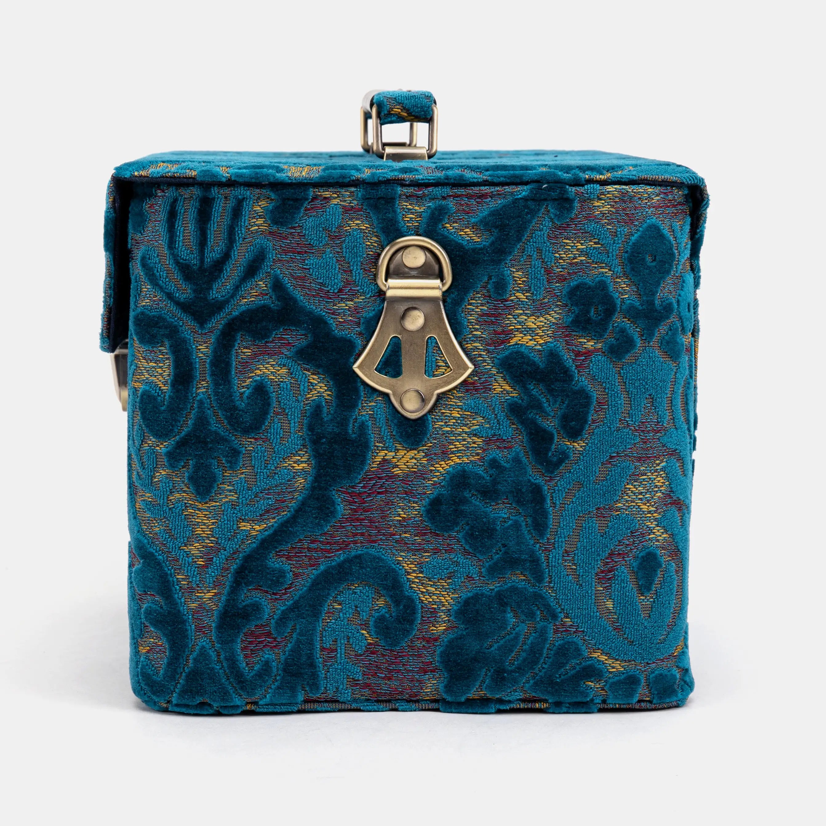 Burnout Velvet Aqua Blue Josephine Large Train Case inside