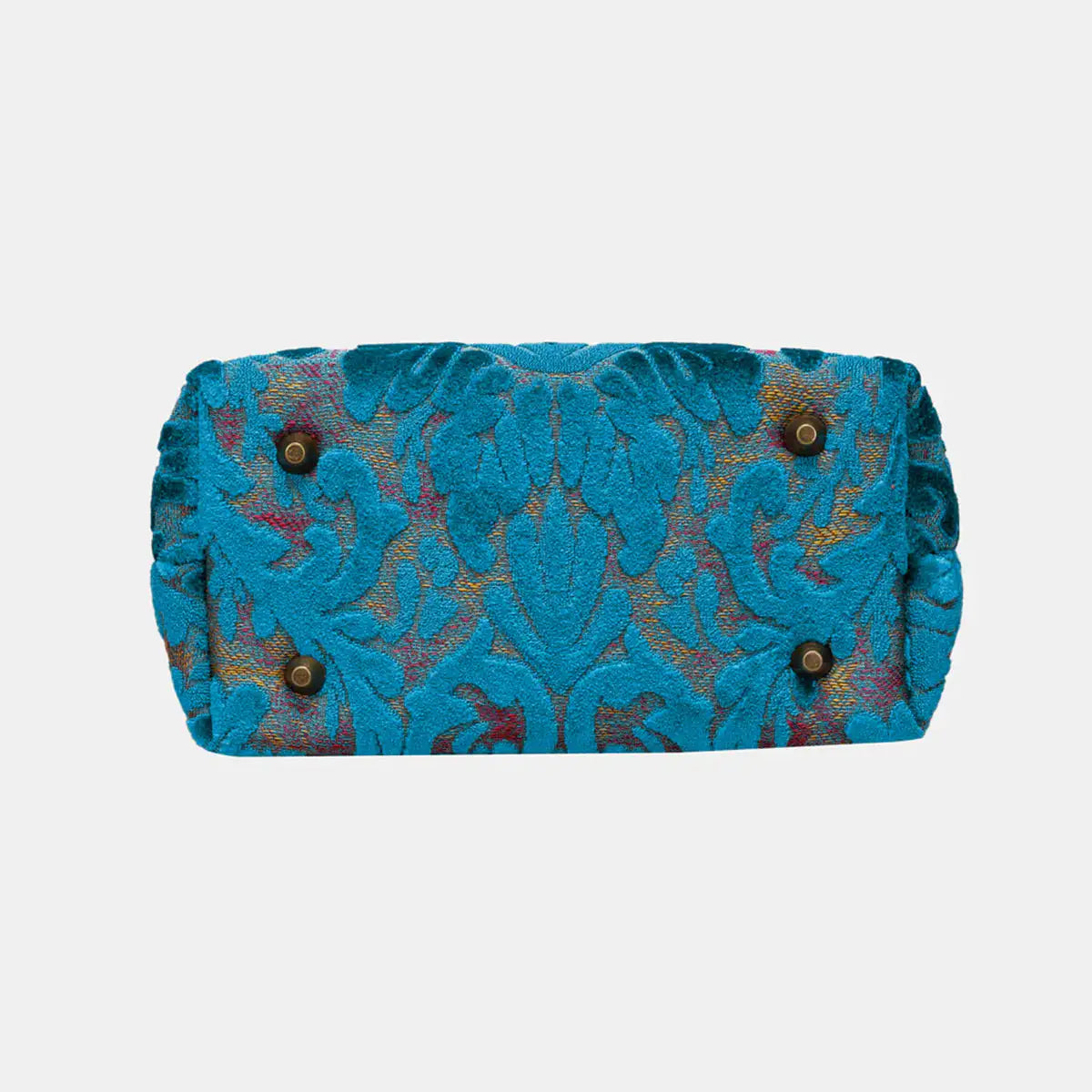 Burnout Velvet Aqua Blue Tuck Lock Carpet Satchel of America bottom