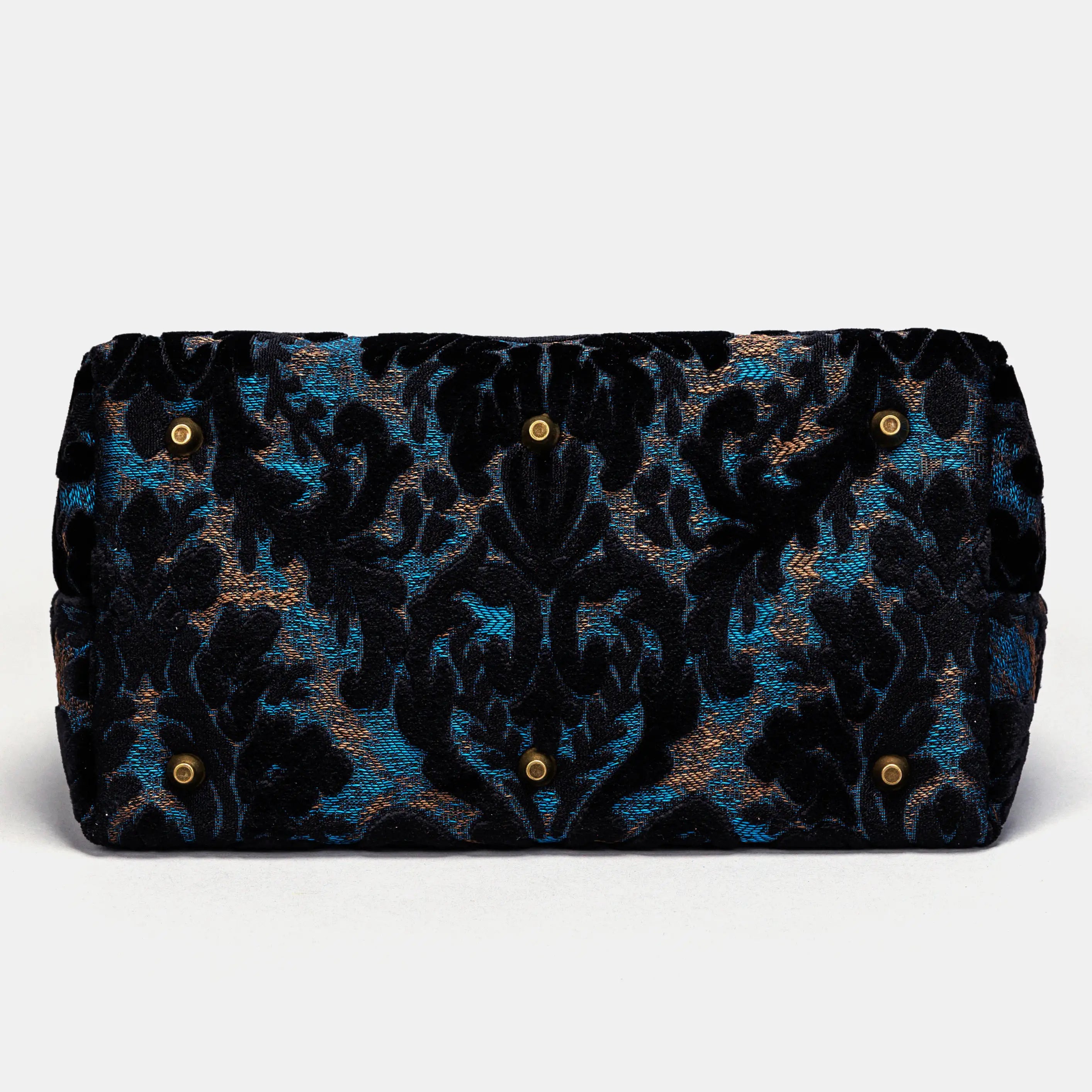 Burnout Velvet Black Carpet Handbag Purse carpet bag MCW Handmade of America bottom
