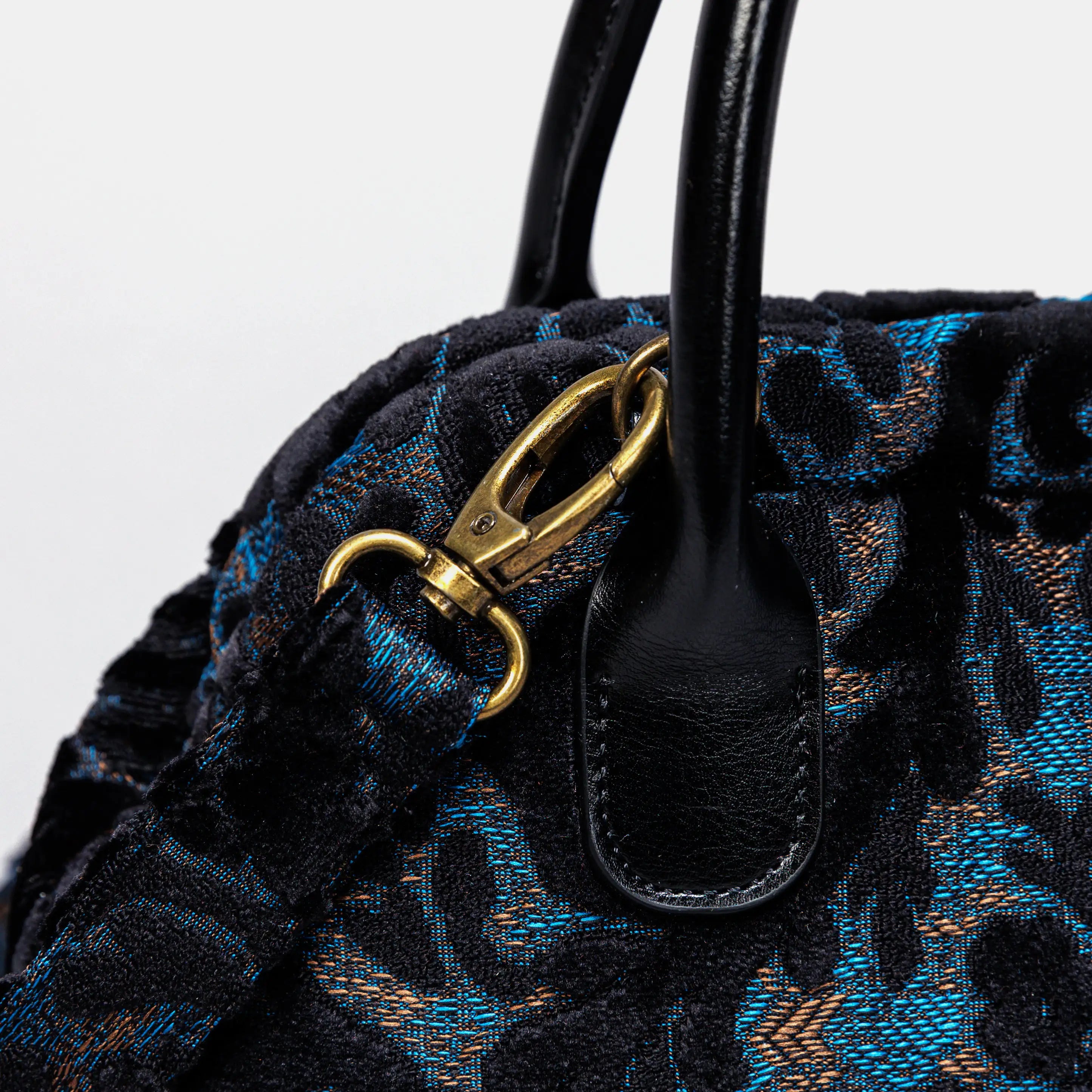 Burnout Velvet Black Carpet Satchel carpet bag MCW Handmade of America buckle