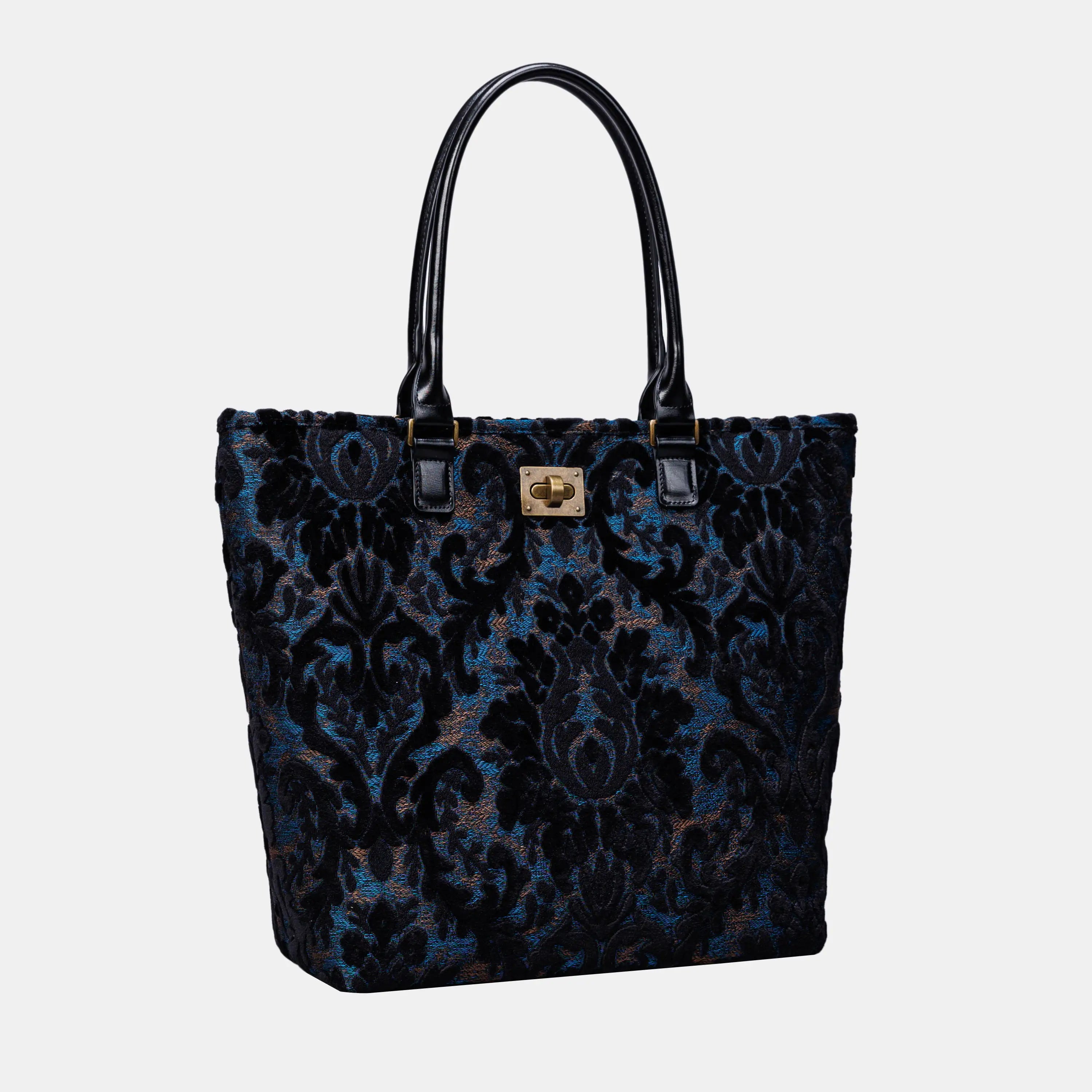 Burnout Velvet Black Carpet Tote Shopper carpet bag of America front