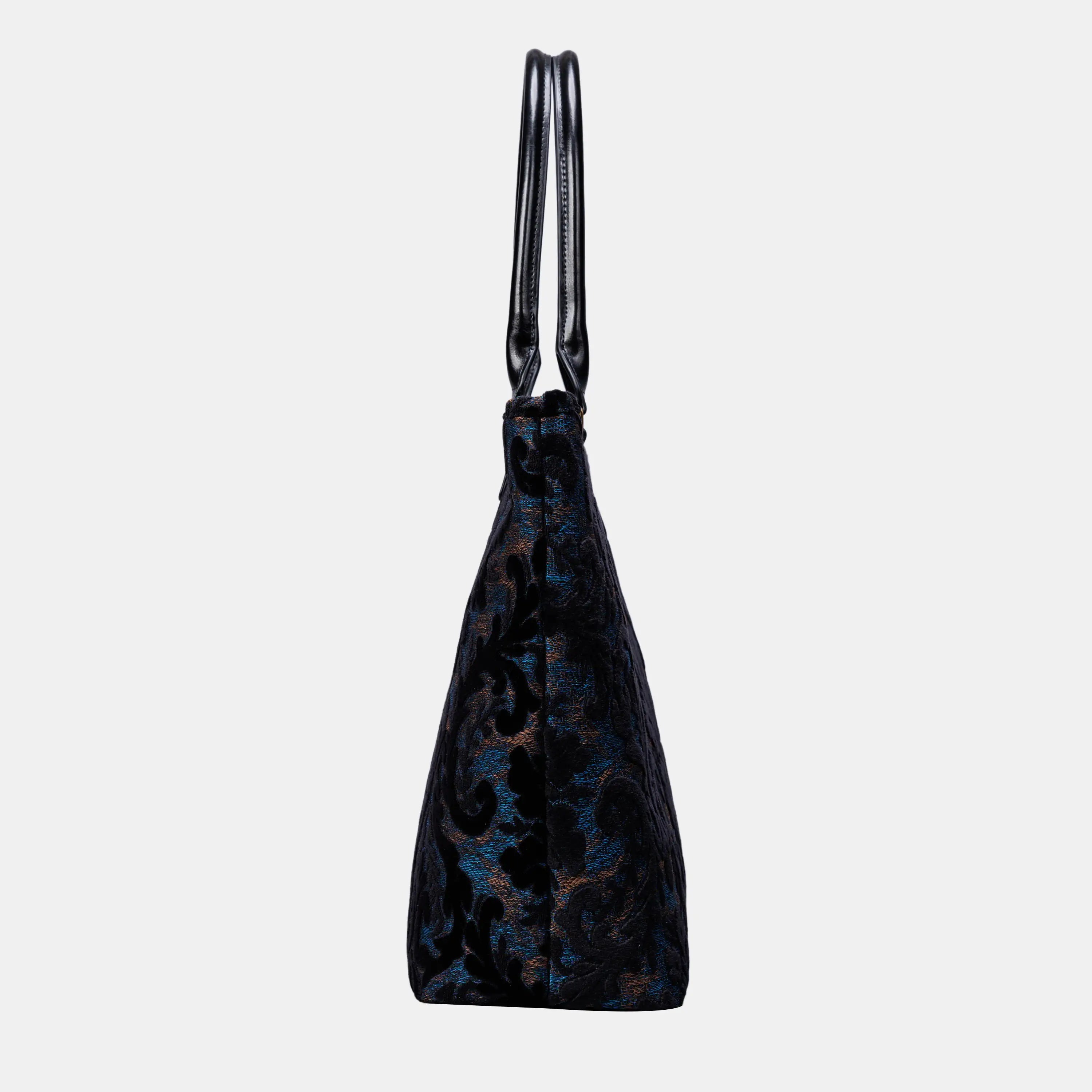 Burnout Velvet Black Carpet Tote Shopper carpet bag of America side