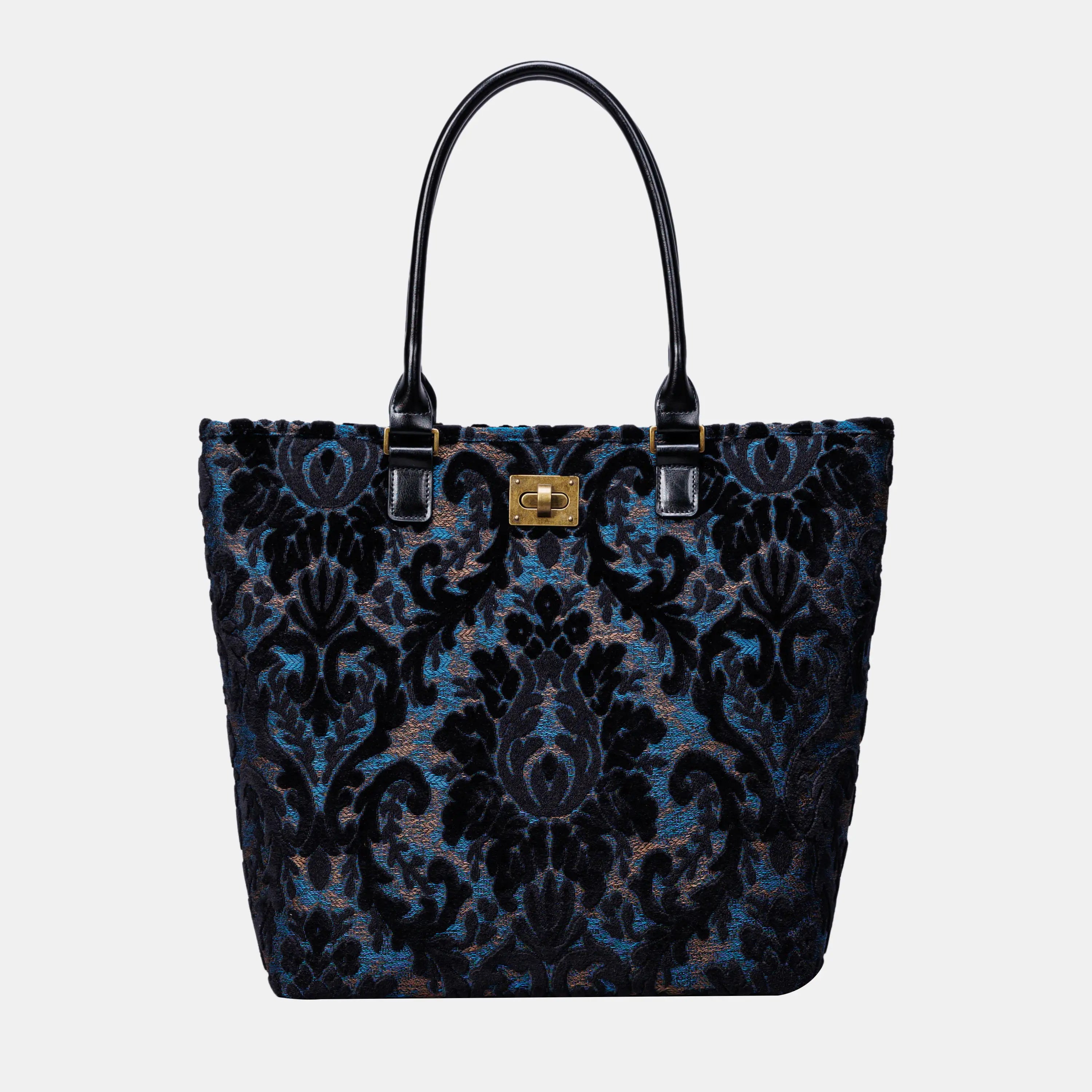 Burnout Velvet Black Carpet Tote Shopper carpet bag of America main