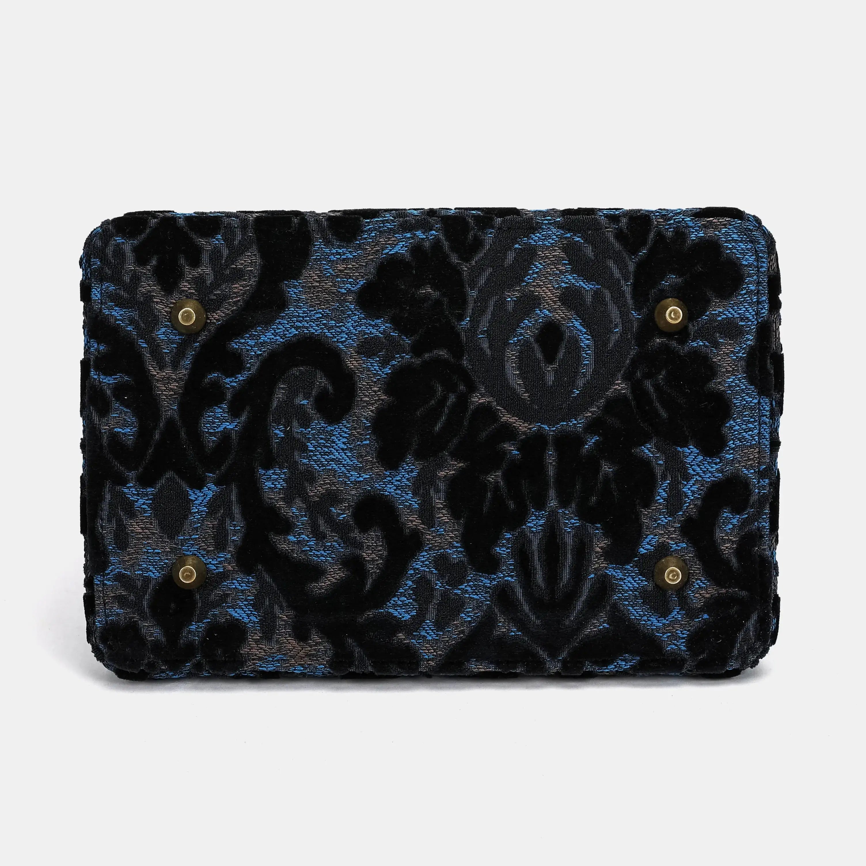 Burnout Velvet Black Cecile Carpet Purse Gladstone Bag of America bottom