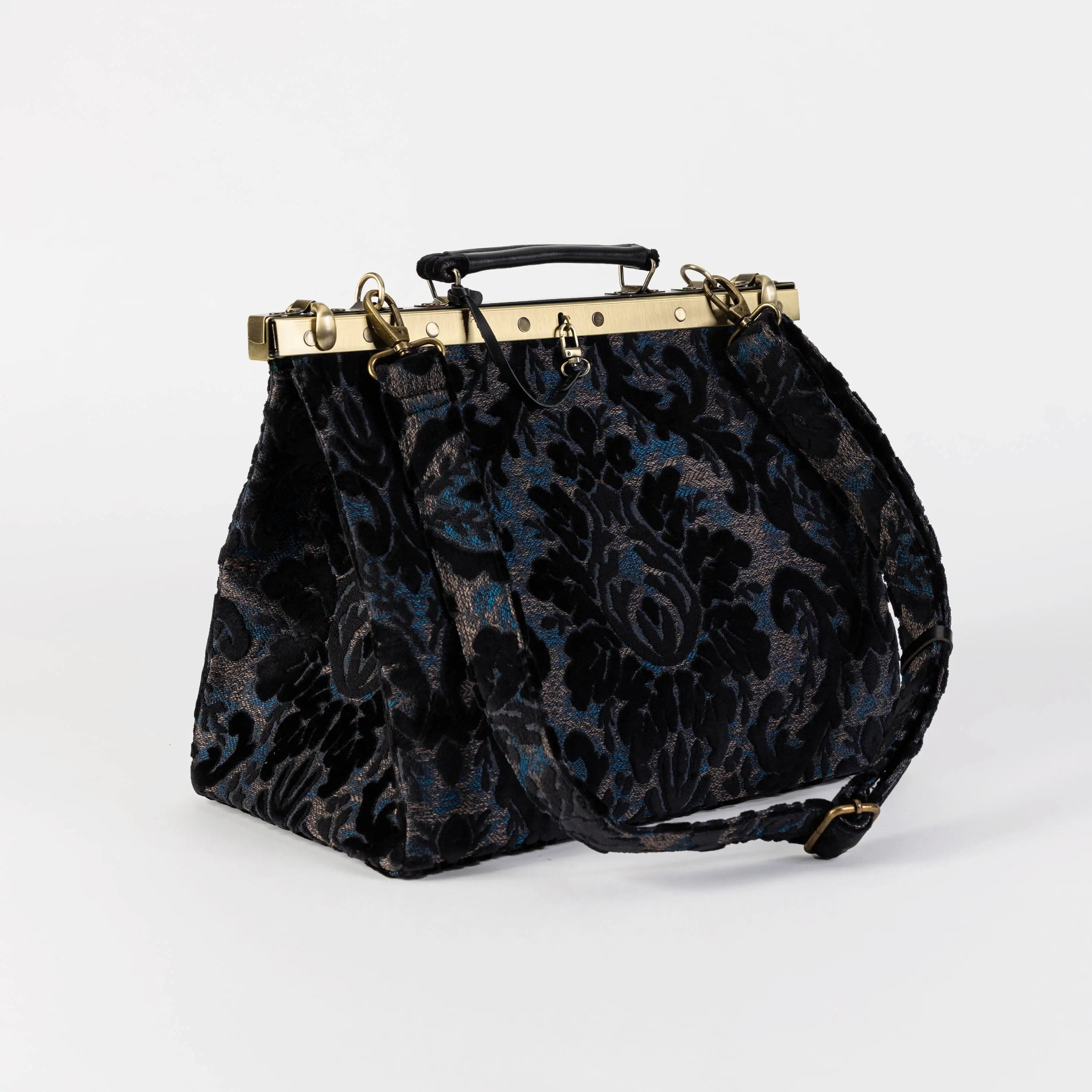 Burnout Velvet Black Celine Carpet Gladstone Bag of America with shoulder strap