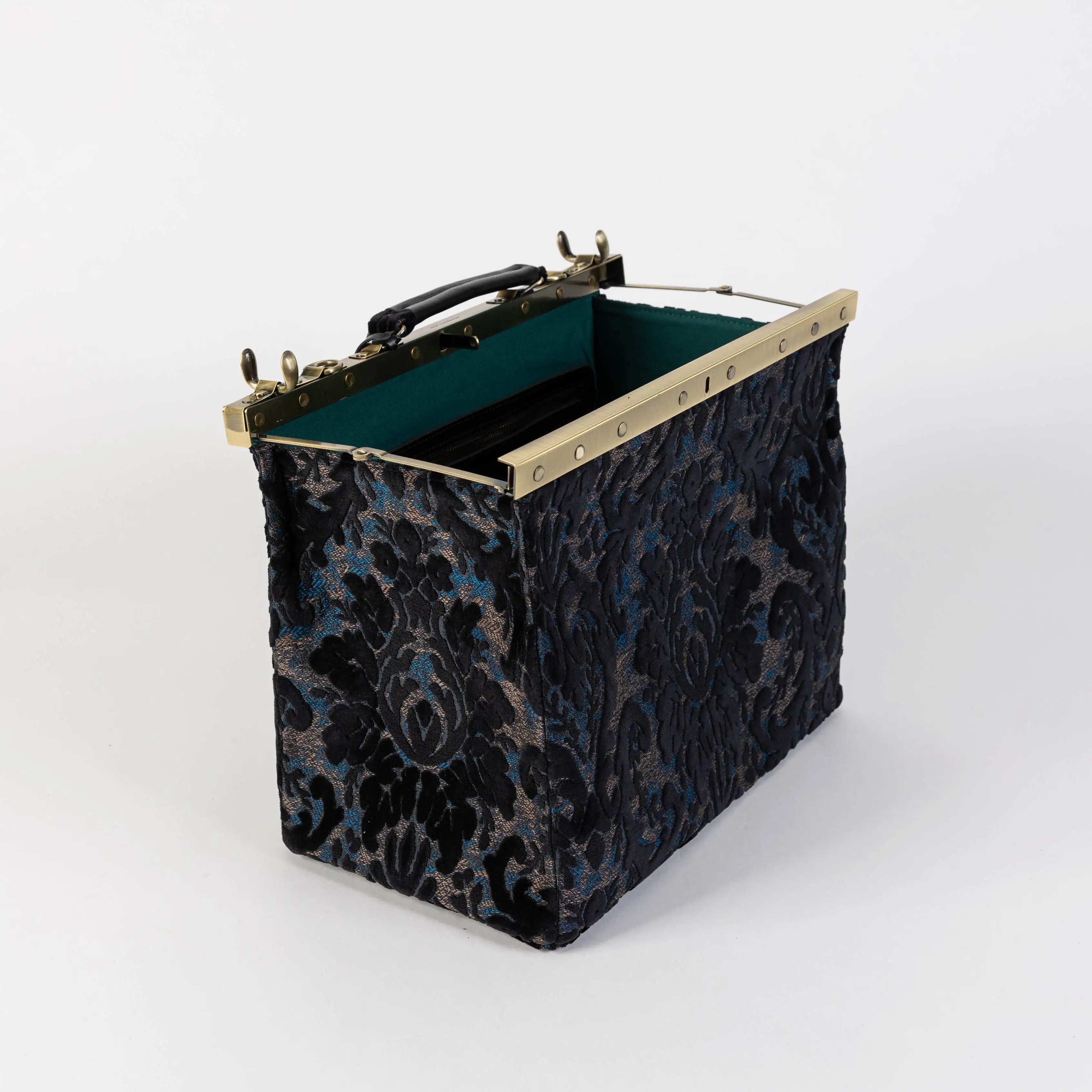 Burnout Velvet Black Celine Carpet Gladstone Bag of America open and stand