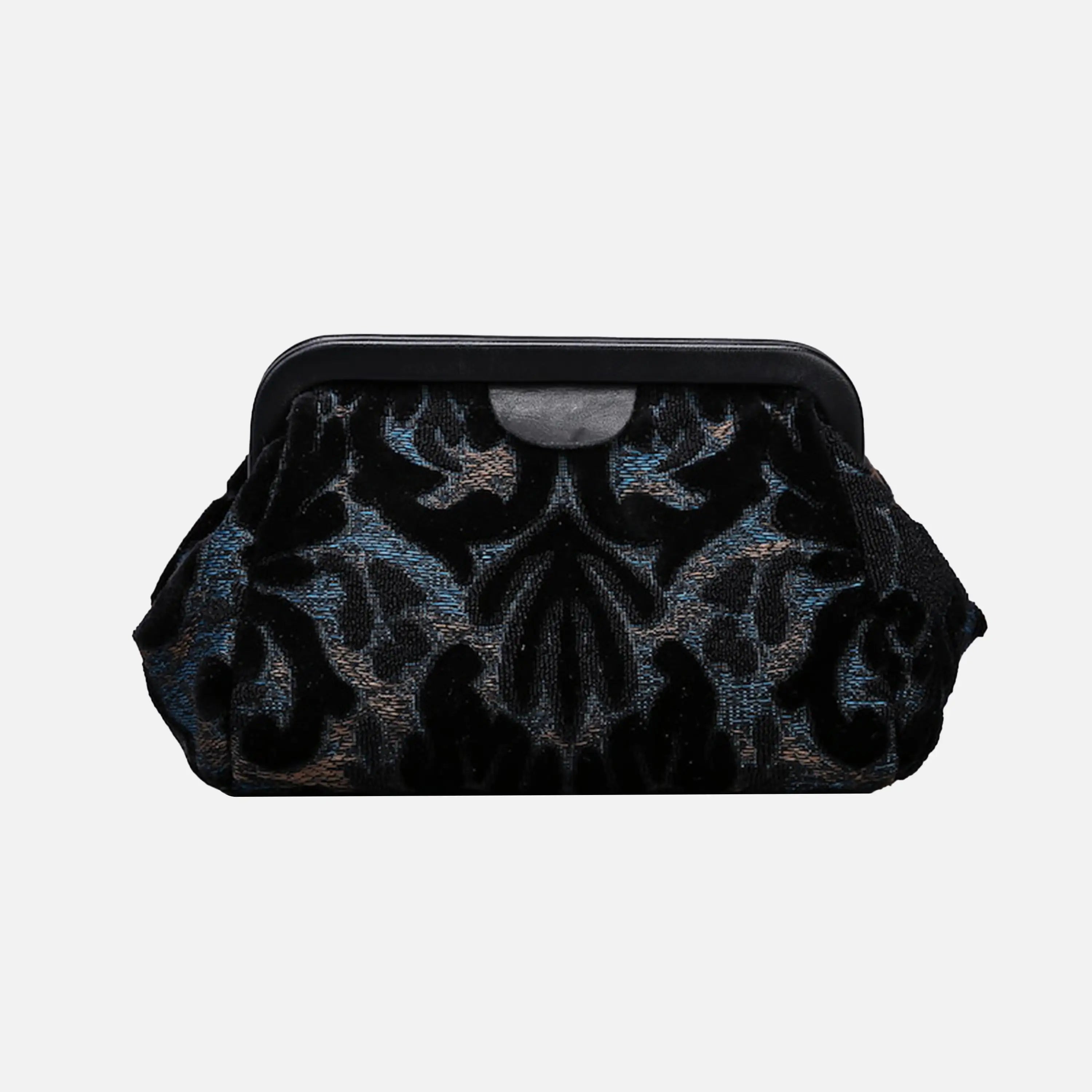 Burnout Velvet Black Evening Bag Clutch carpet bag of America back
