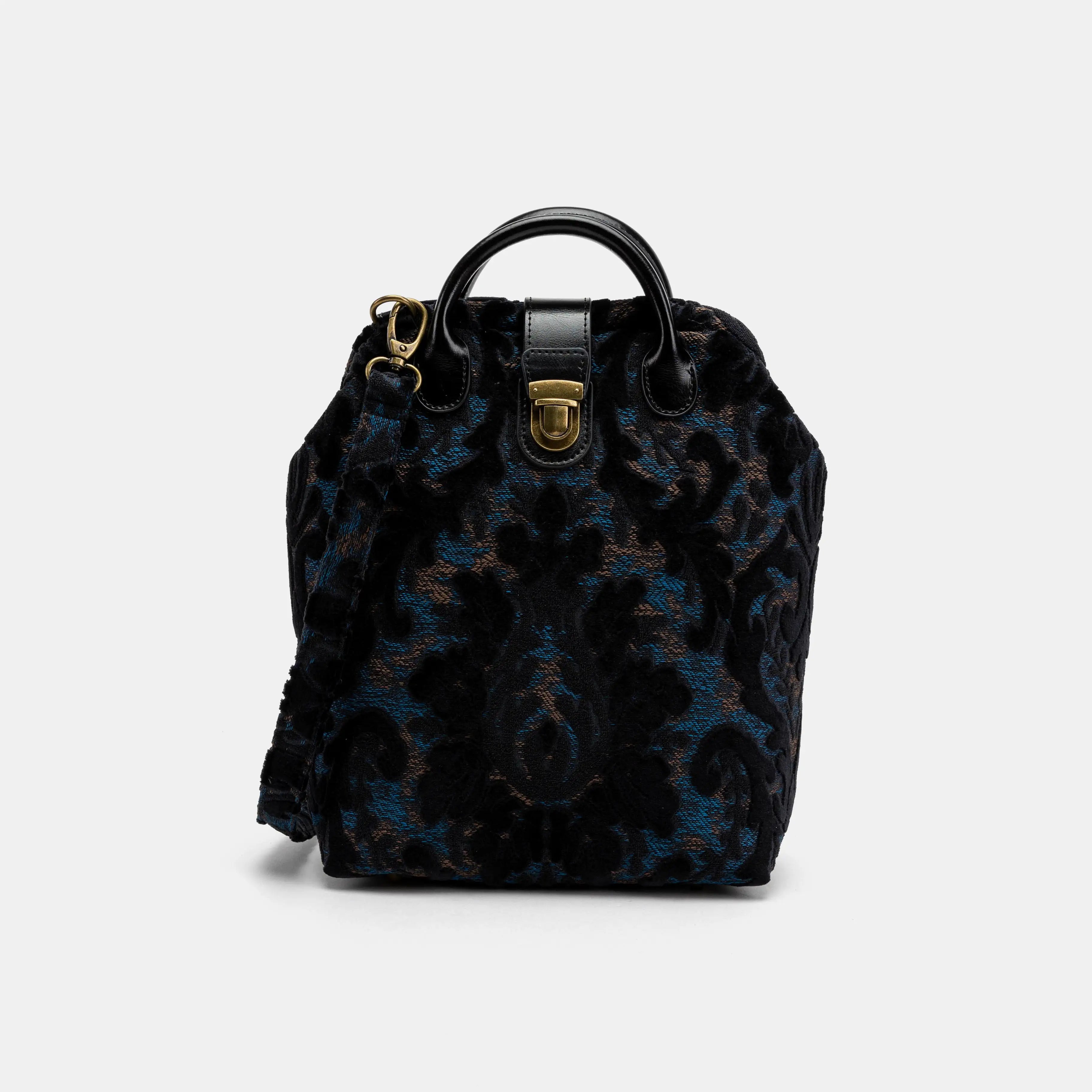 Burnout Velvet Black Everyday Backpack of America with shoulder strap