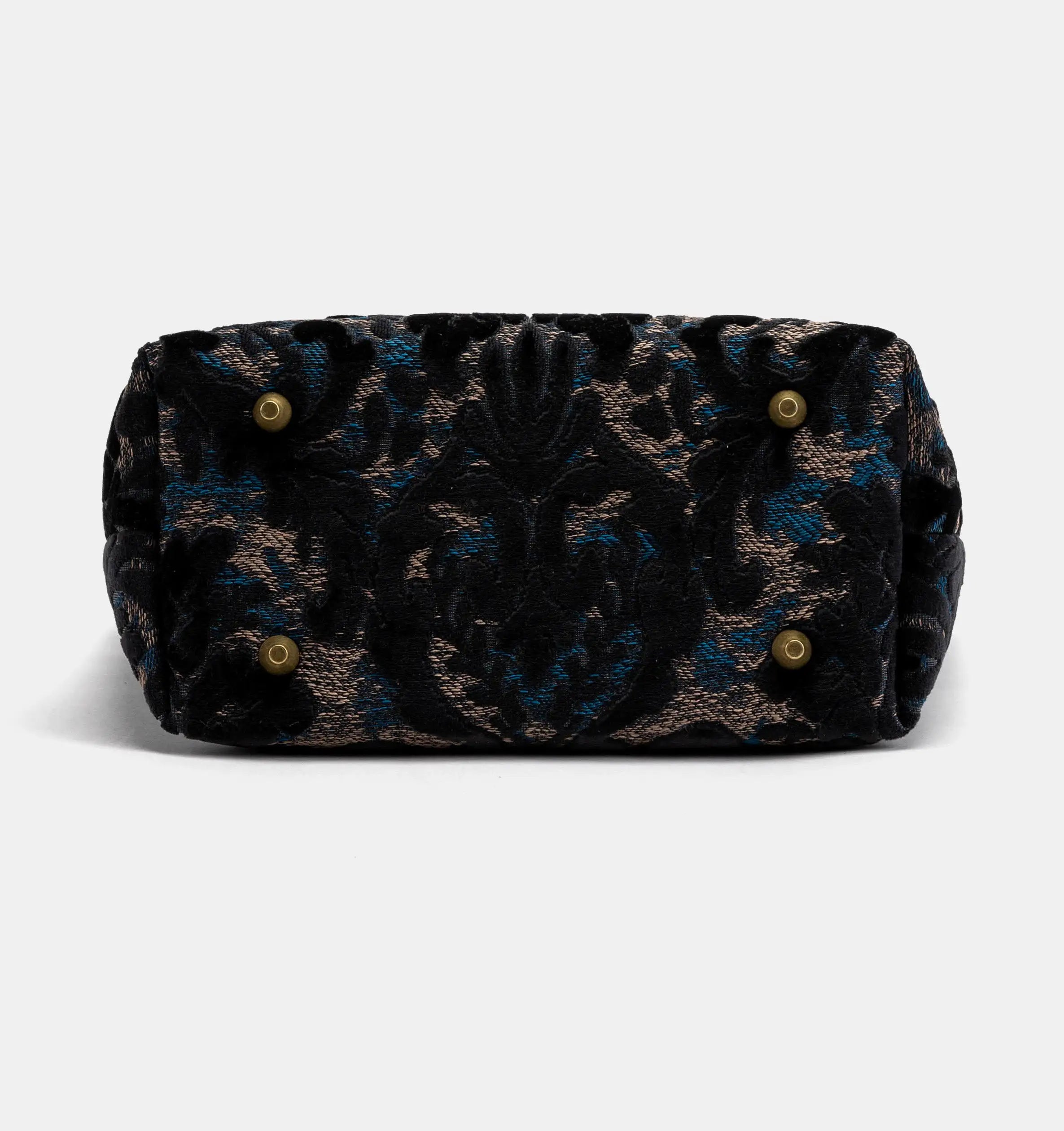 Burnout Velvet Black Everyday Tote Bag Carpetbag of America bottom