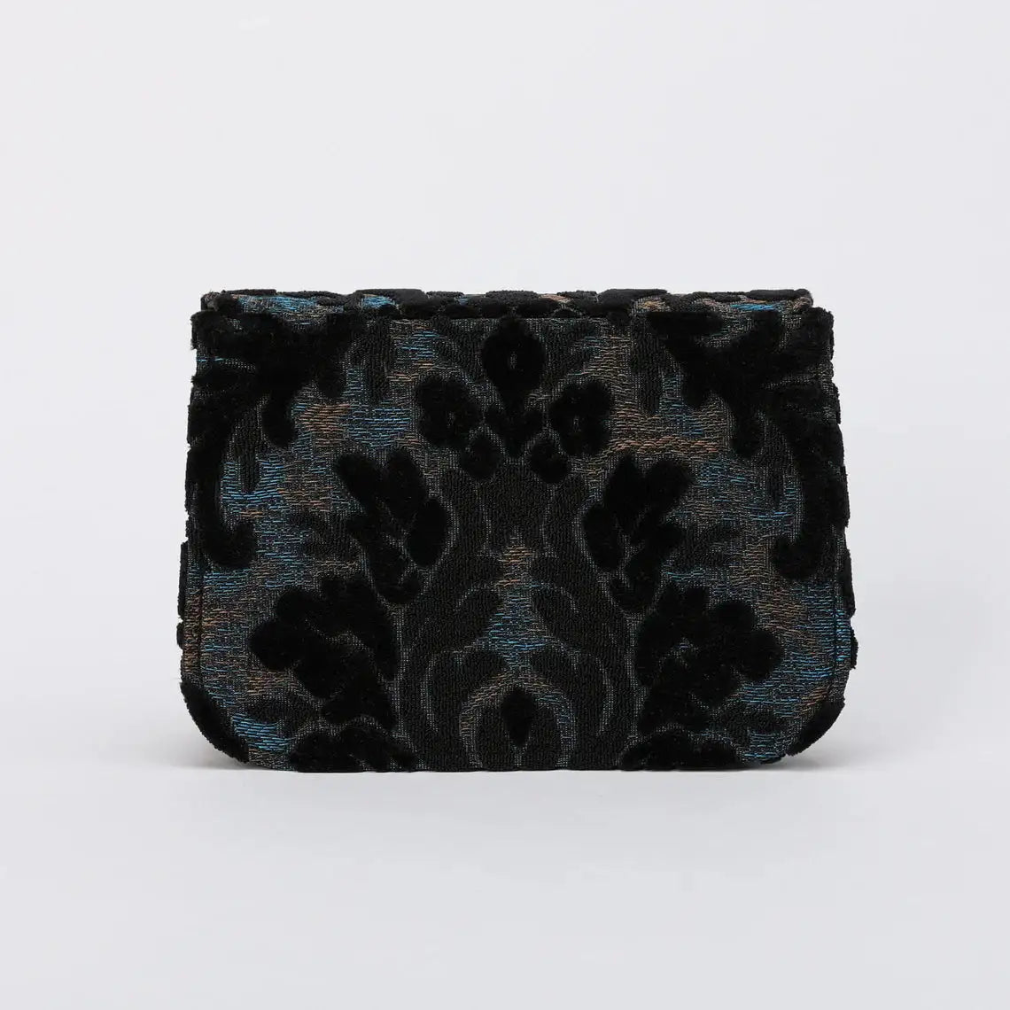 Burnout Velvet Black Flap Crossbody Bag carpet bag of America back