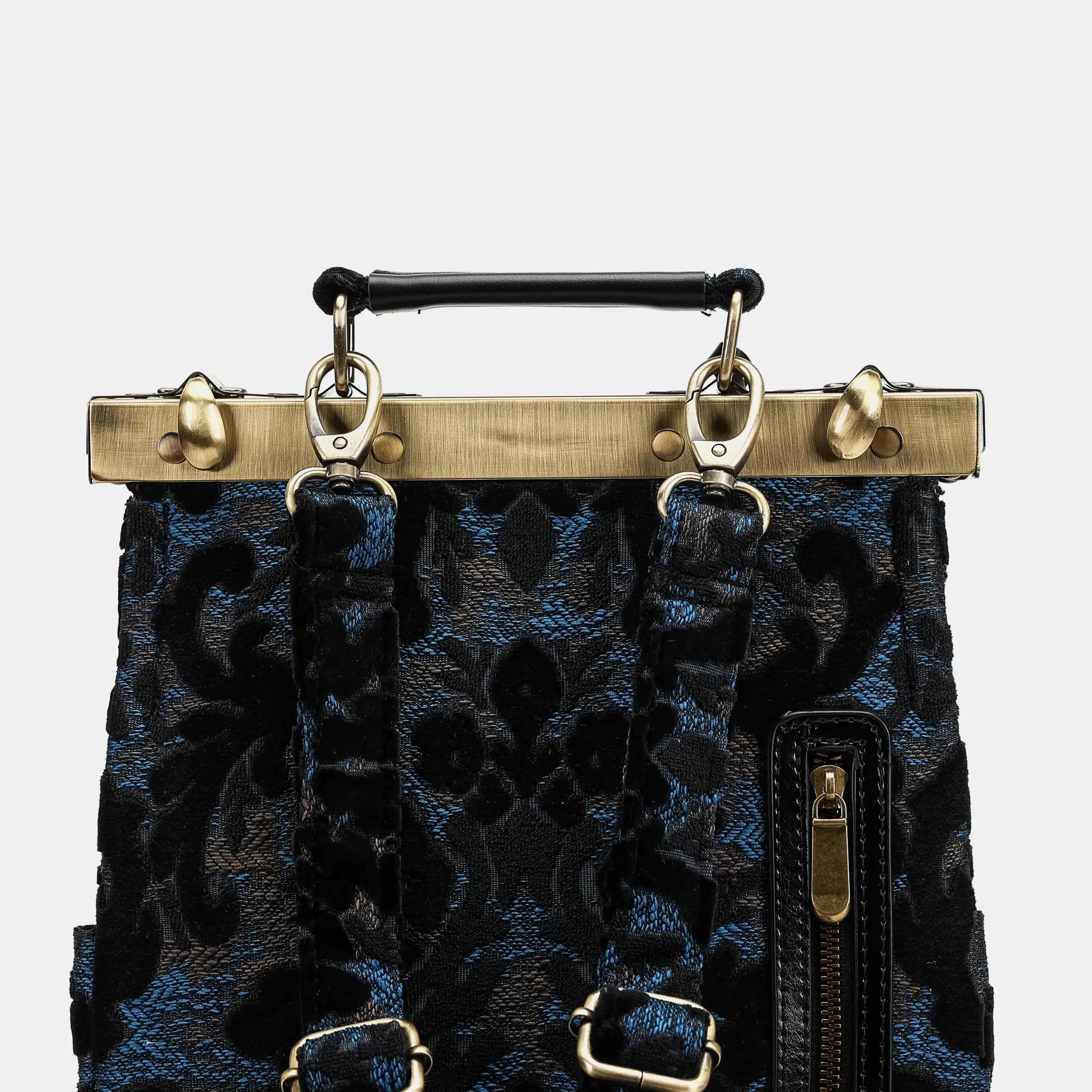 Burnout Velvet Black Helena Carpet Gladstone Backpack of America back details