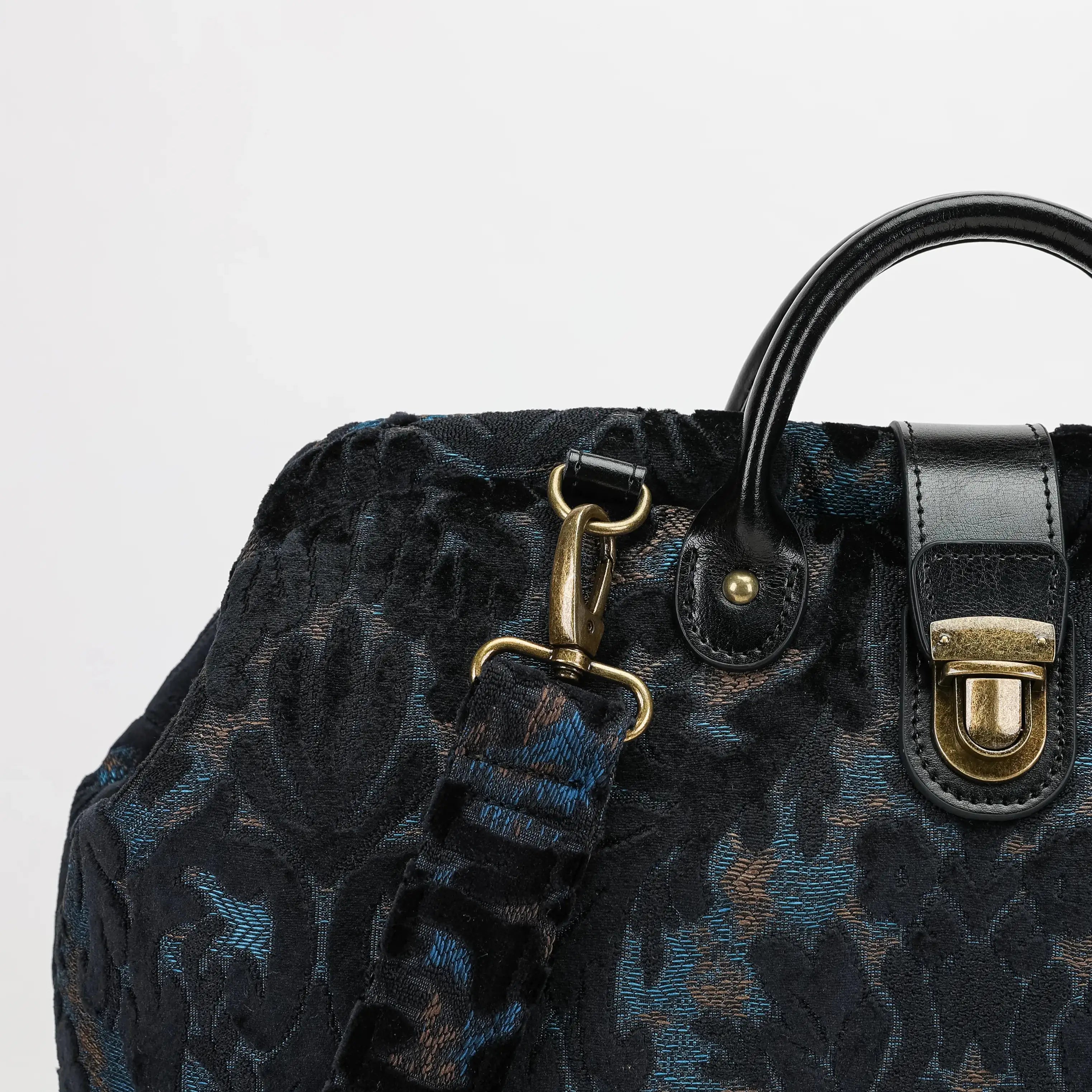 Burnout Velvet Black Laptop Work Bag of America detail