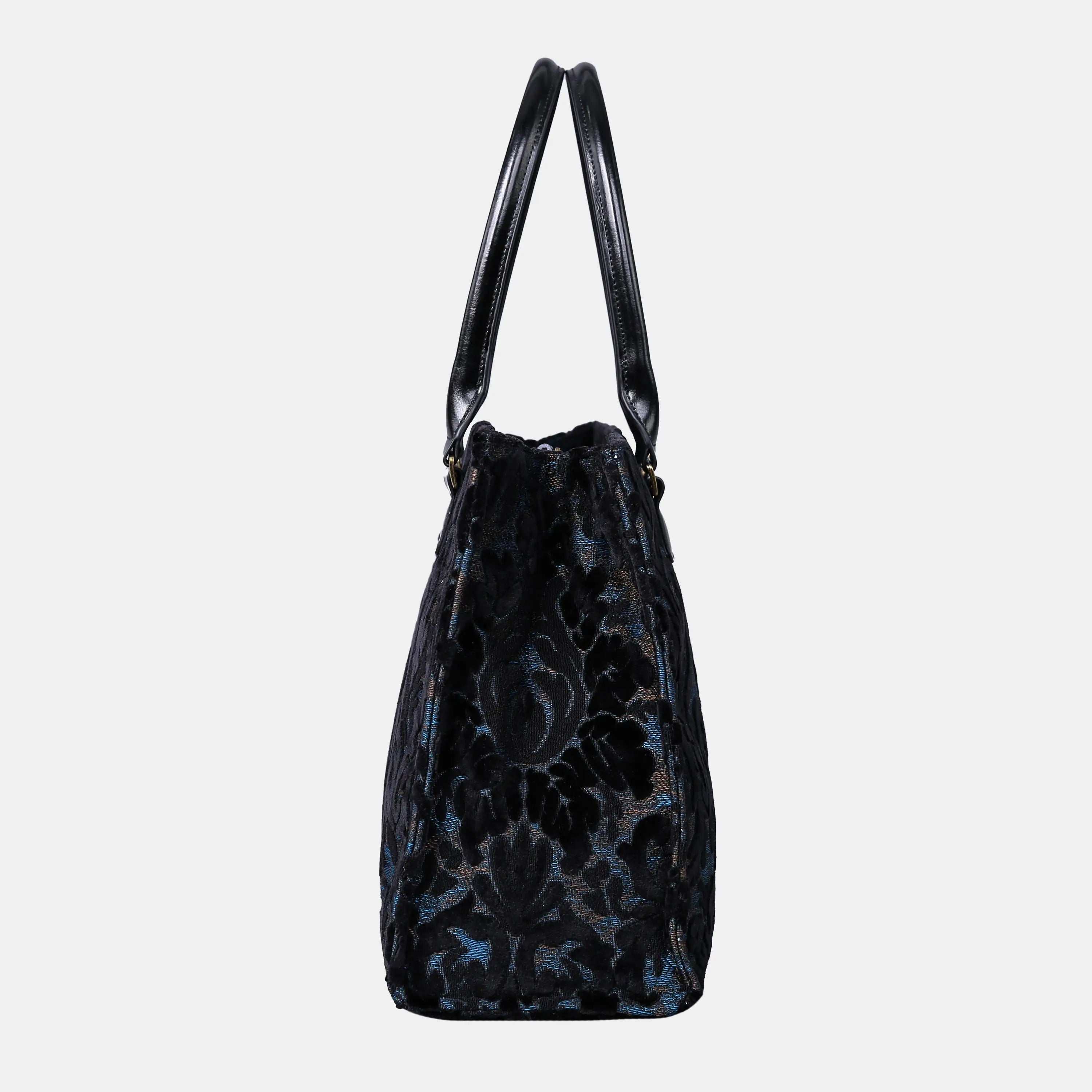 Burnout Velvet Black Laptop Work Tote of America side