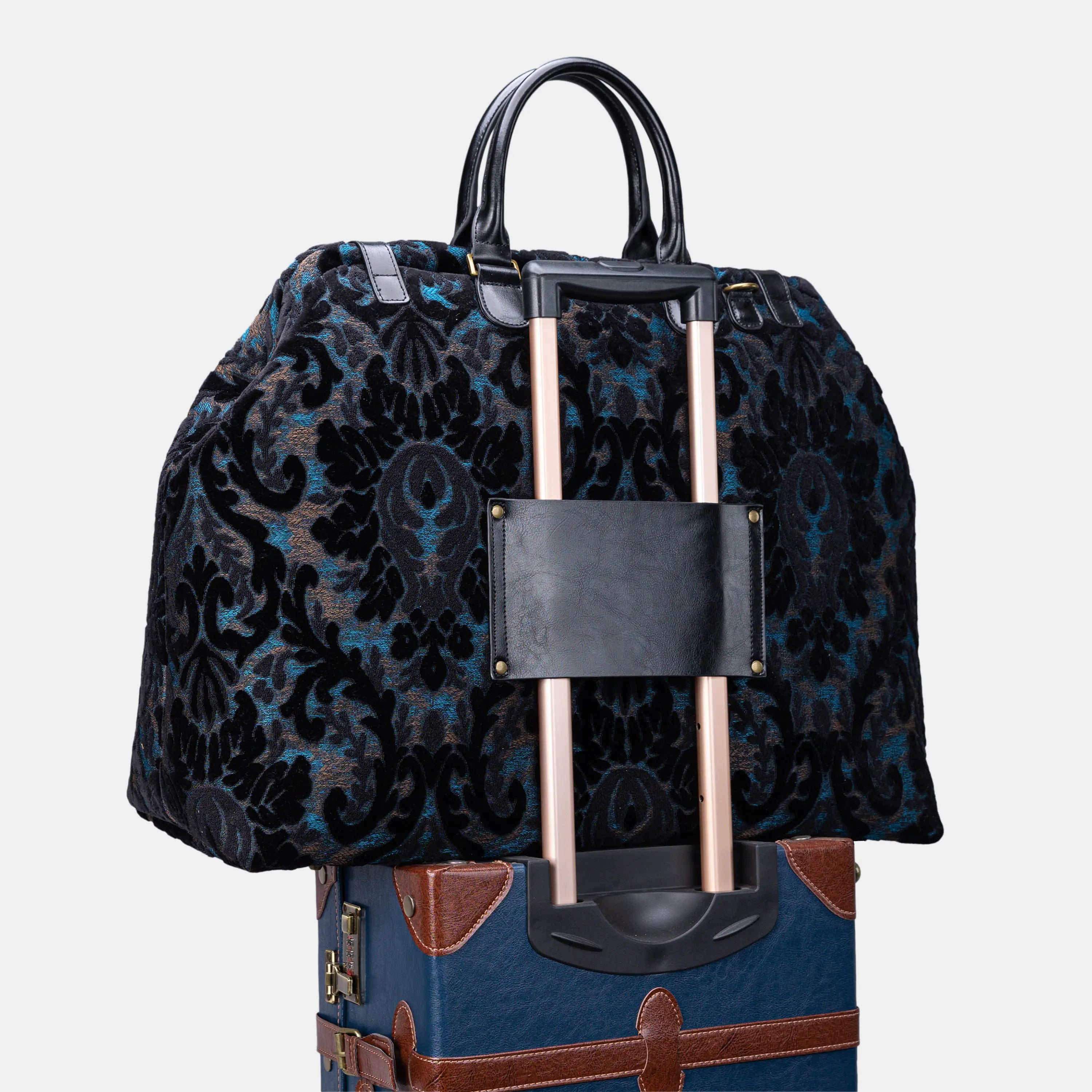 Burnout Velvet Black Men's Carpetbag of America with luggage sleeve-5