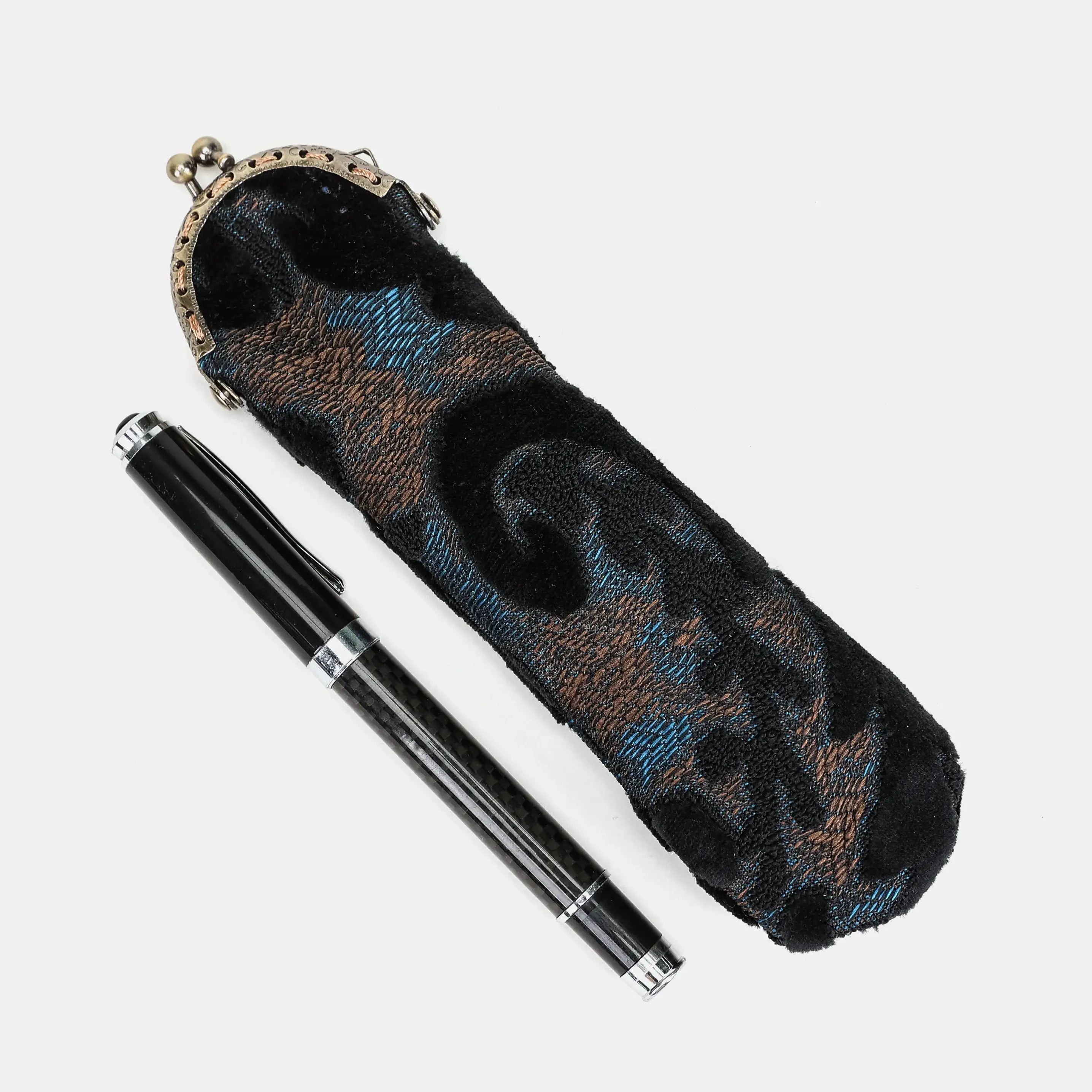 Burnout Velvet Black Solo Pen Case Carpetbag of America overview