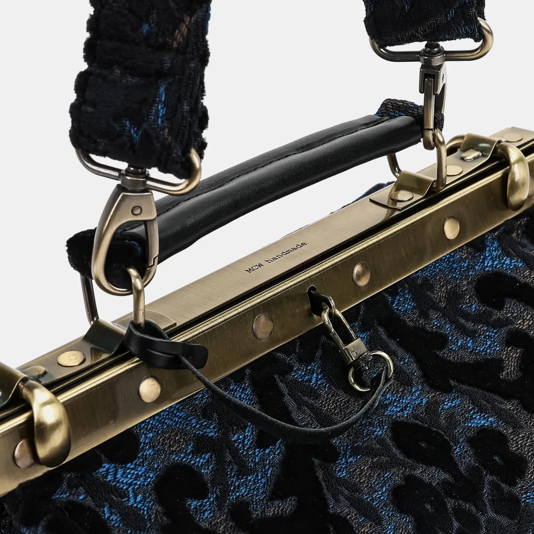 Burnout Velvet Black Vivienne Carpet Purse Gladstone Bag of America handle