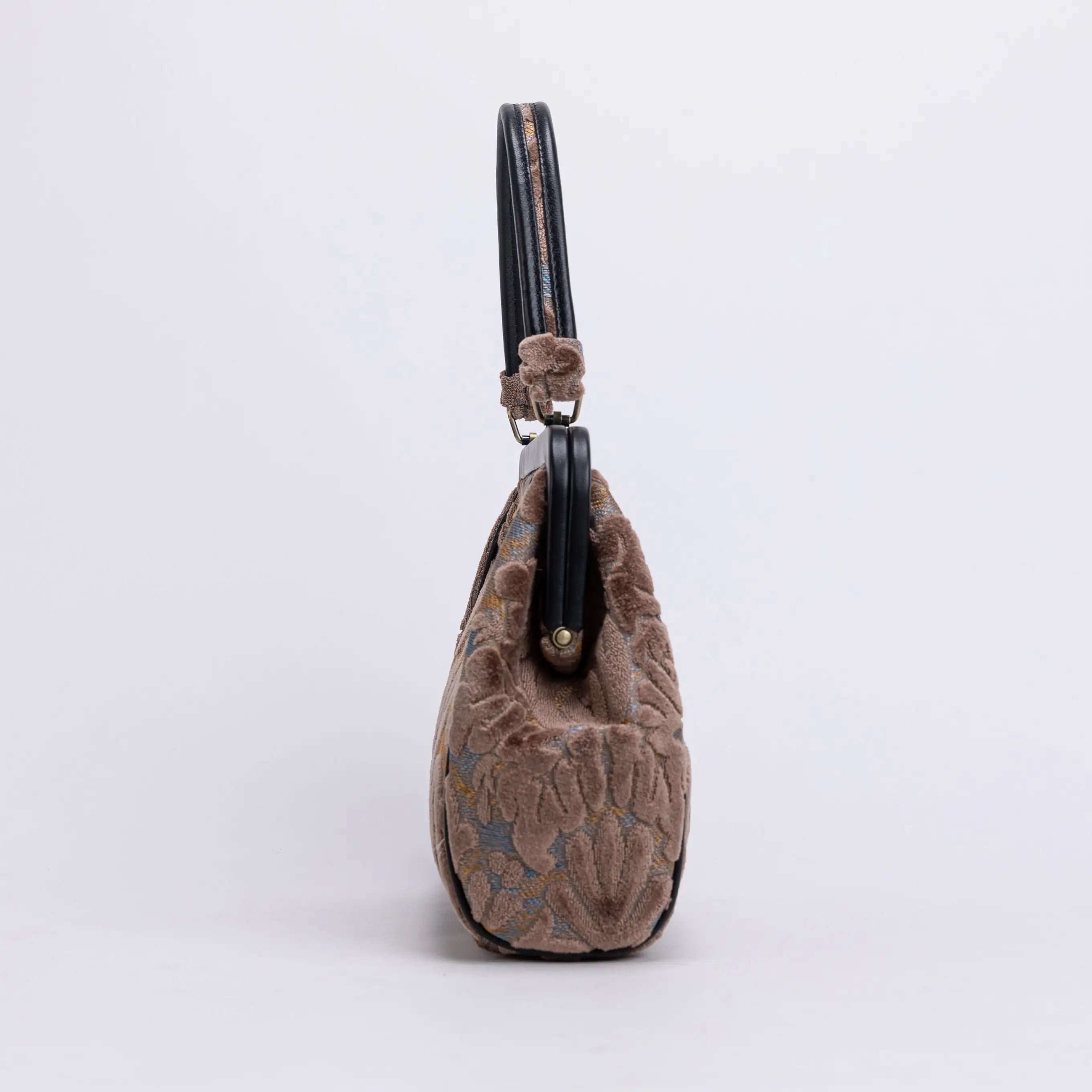 Burnout Velvet Camel Alma Satchel Carpet Bag of America side