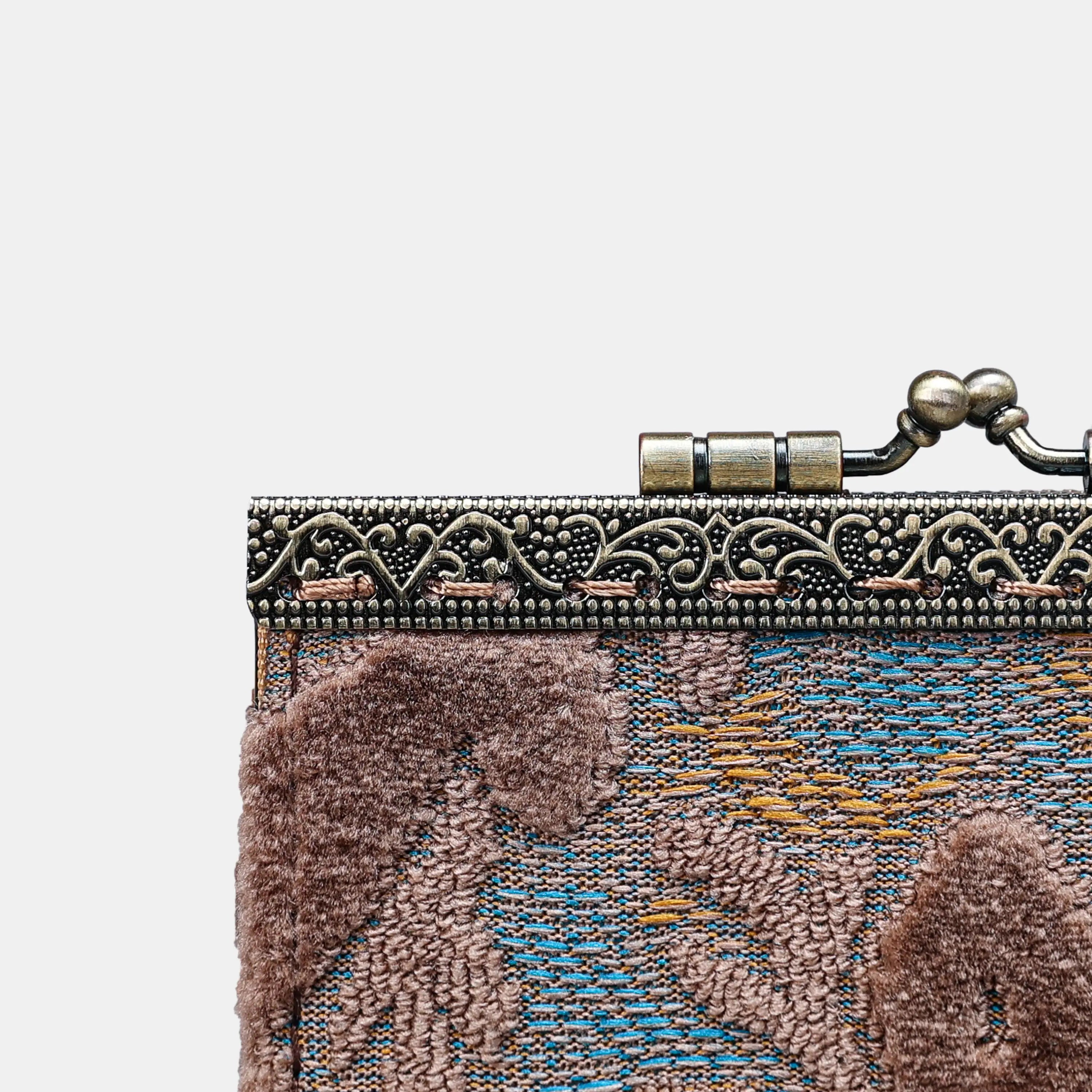 Burnout Velvet Camel Card Wallet of America details
