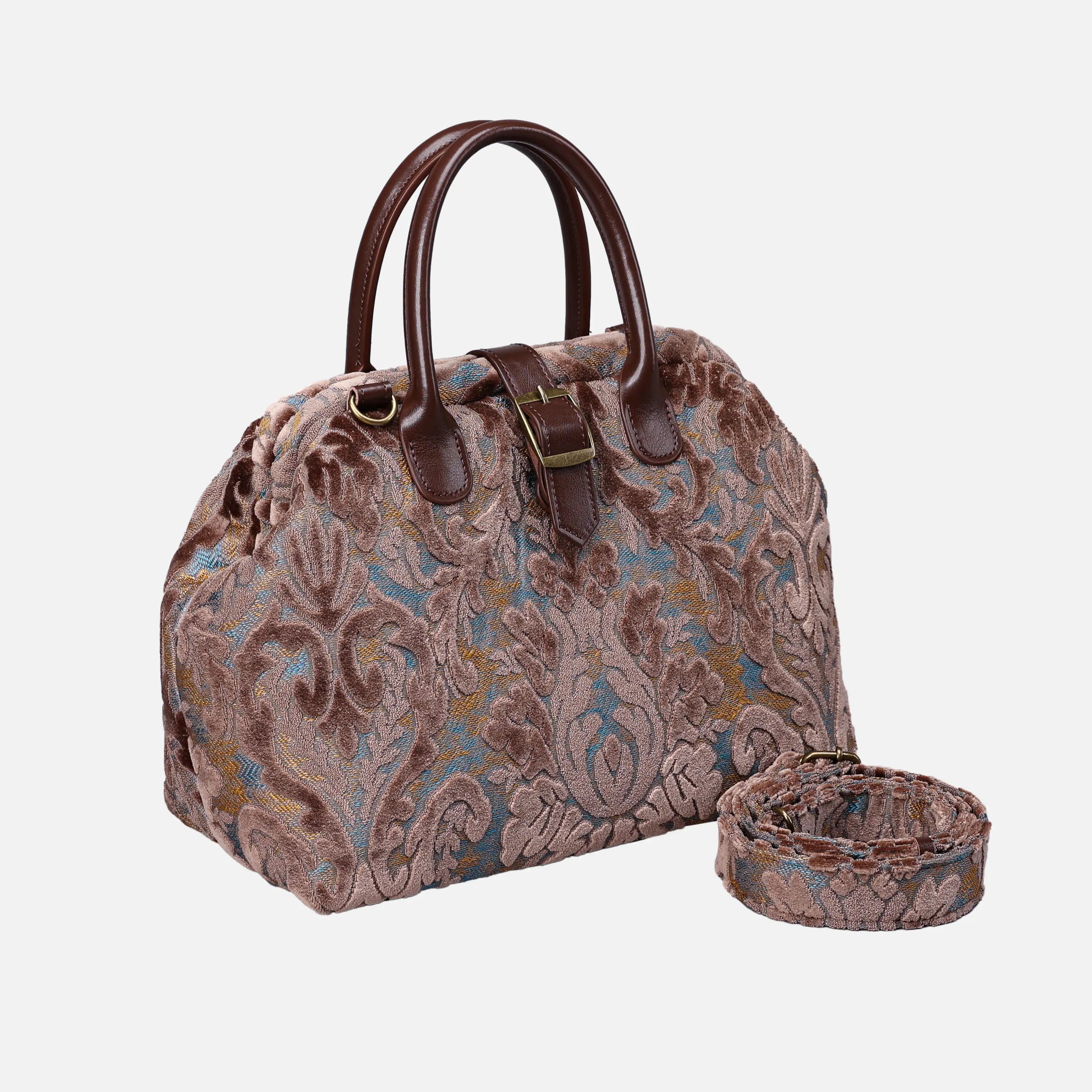 Burnout Velvet Camel Carpet Handbag Purse carpet bag MCW Handmade of America with strap