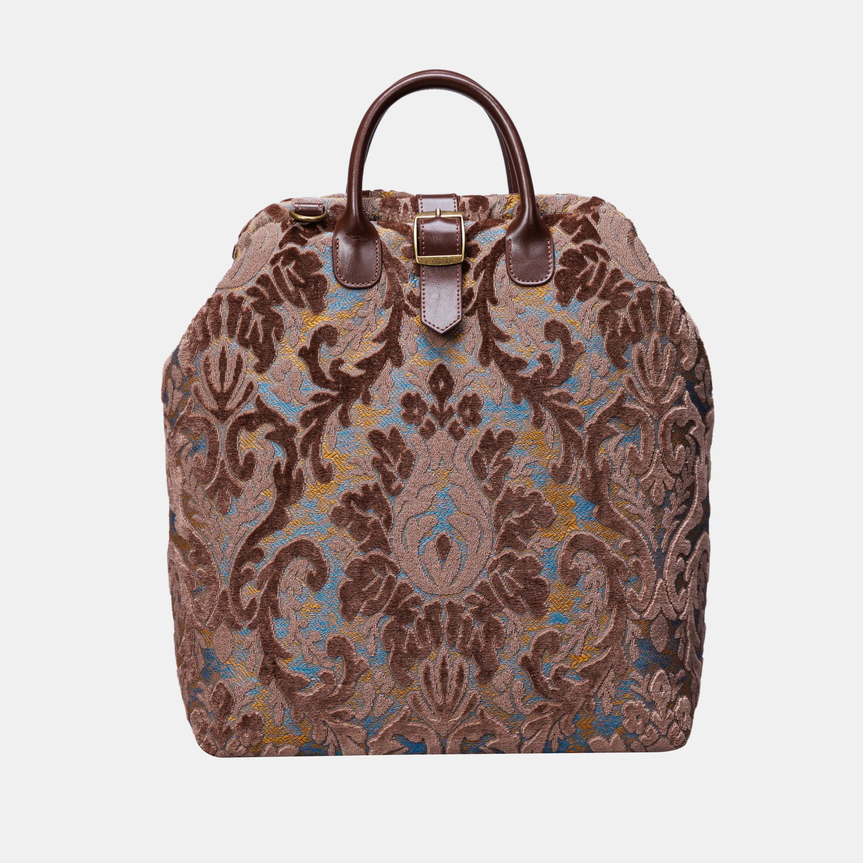 Burnout Velvet Camel Carpet Laptop Backpack Carpetbag of America front