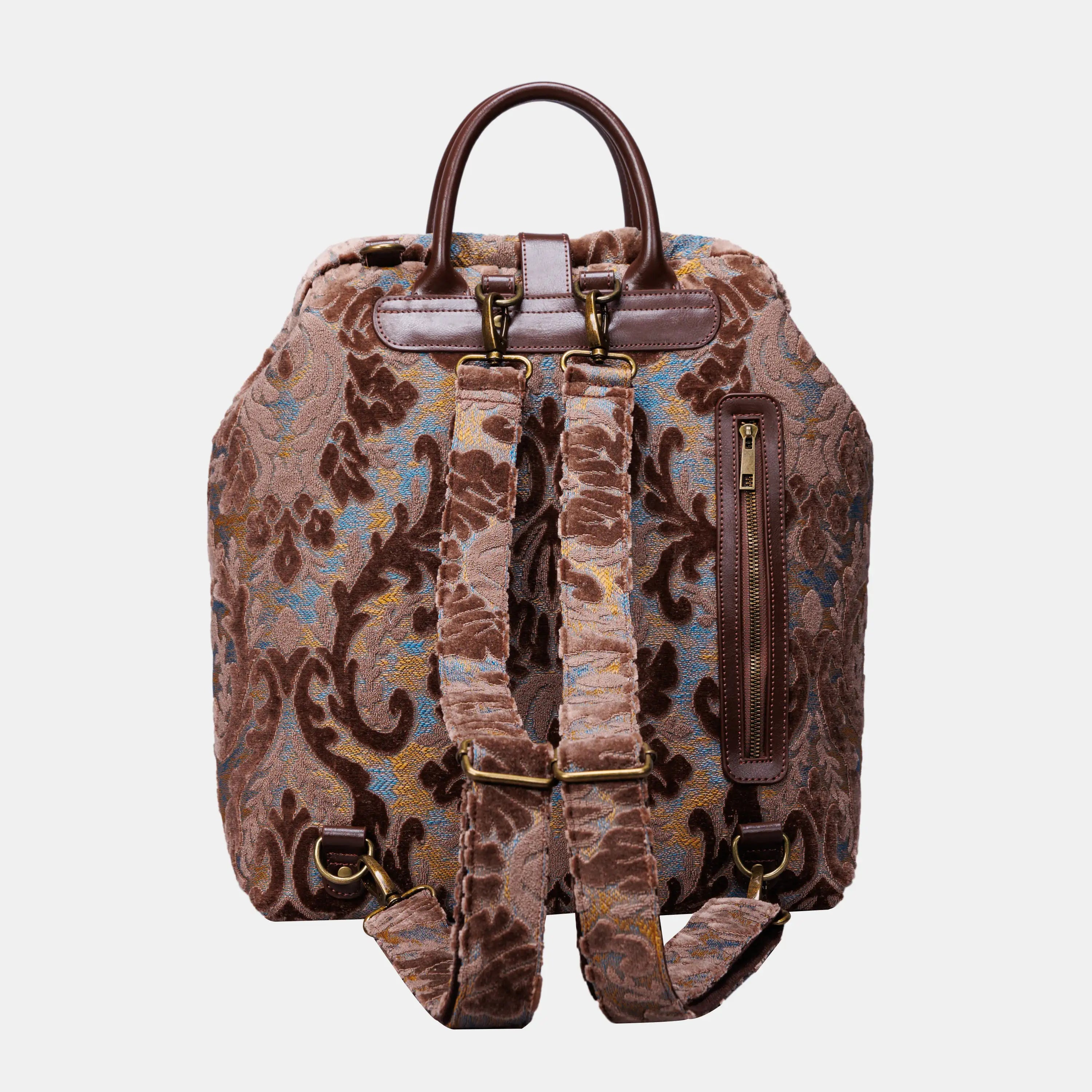 Burnout Velvet Camel Carpet Laptop Backpack Carpetbag of America back