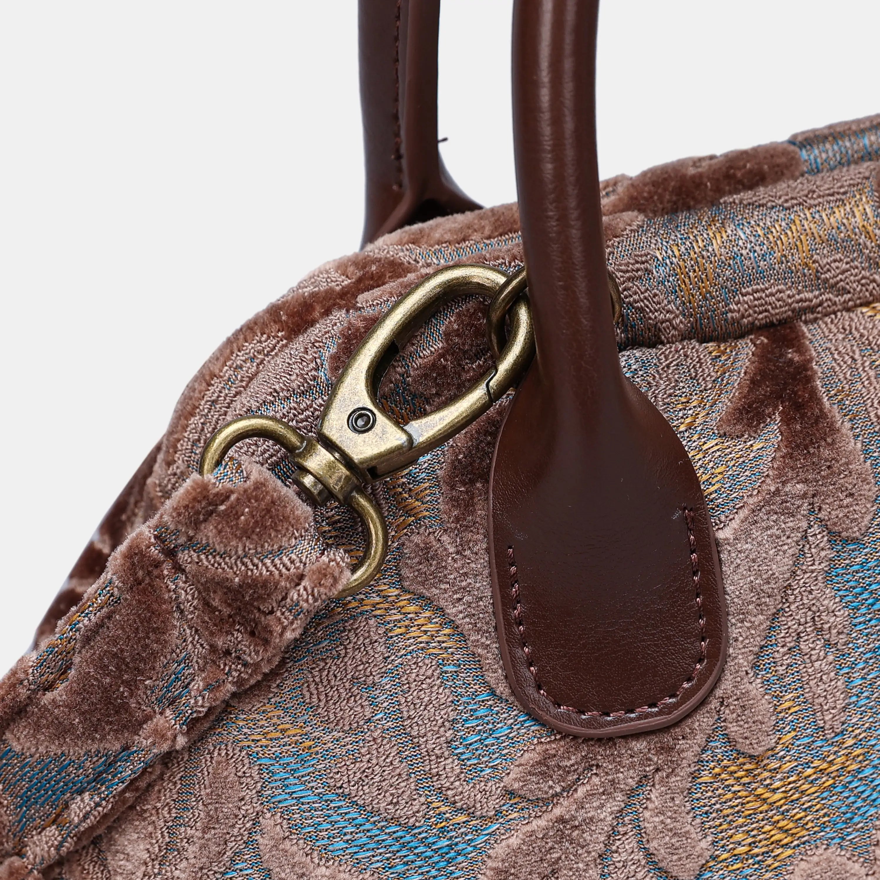 Burnout Velvet Camel Carpet Satchel carpet bag MCW Handmade of America buckle