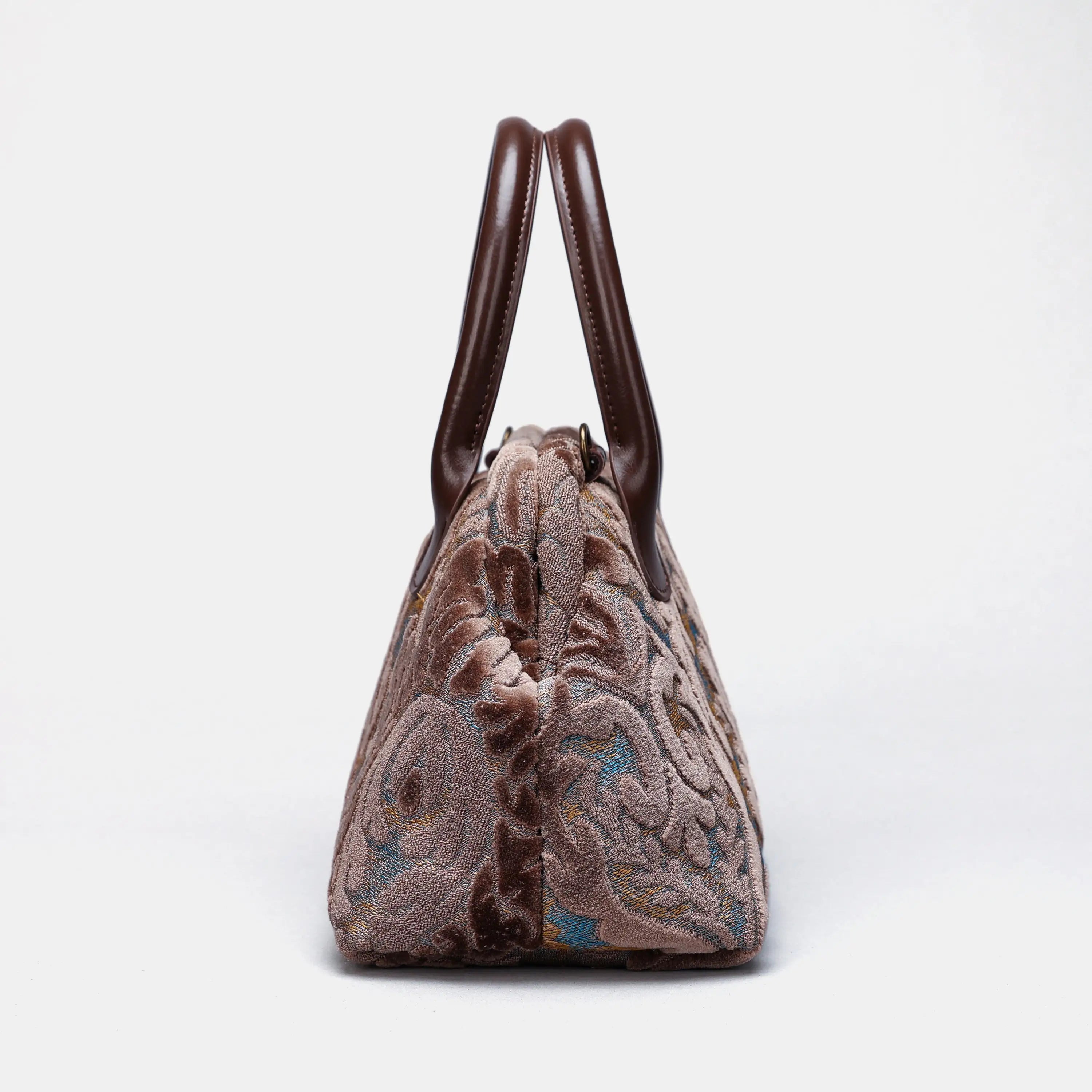Burnout Velvet Camel Carpet Satchel carpet bag MCW Handmade of America side