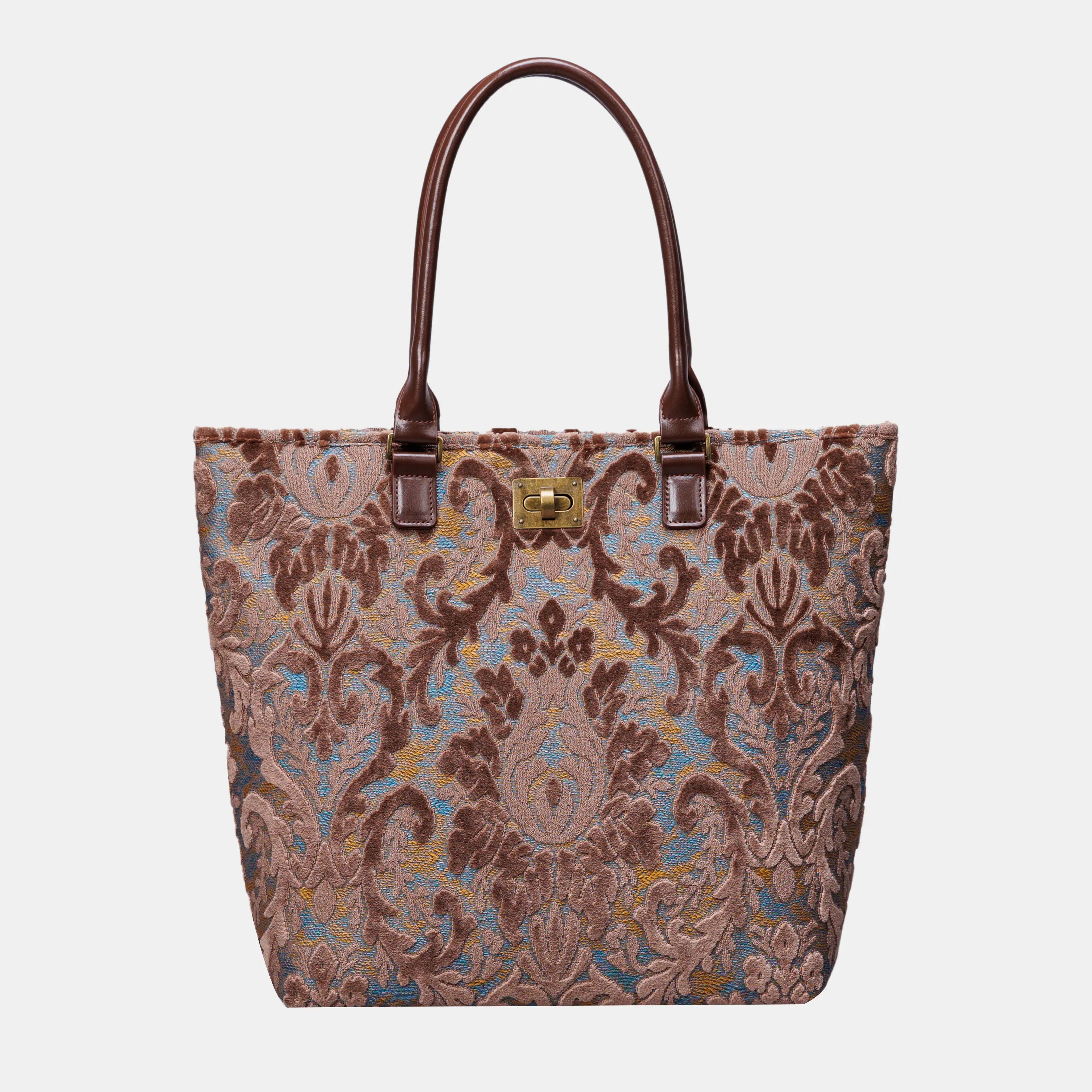 Burnout Velvet Camel Carpet Tote Shopper carpet bag of America main
