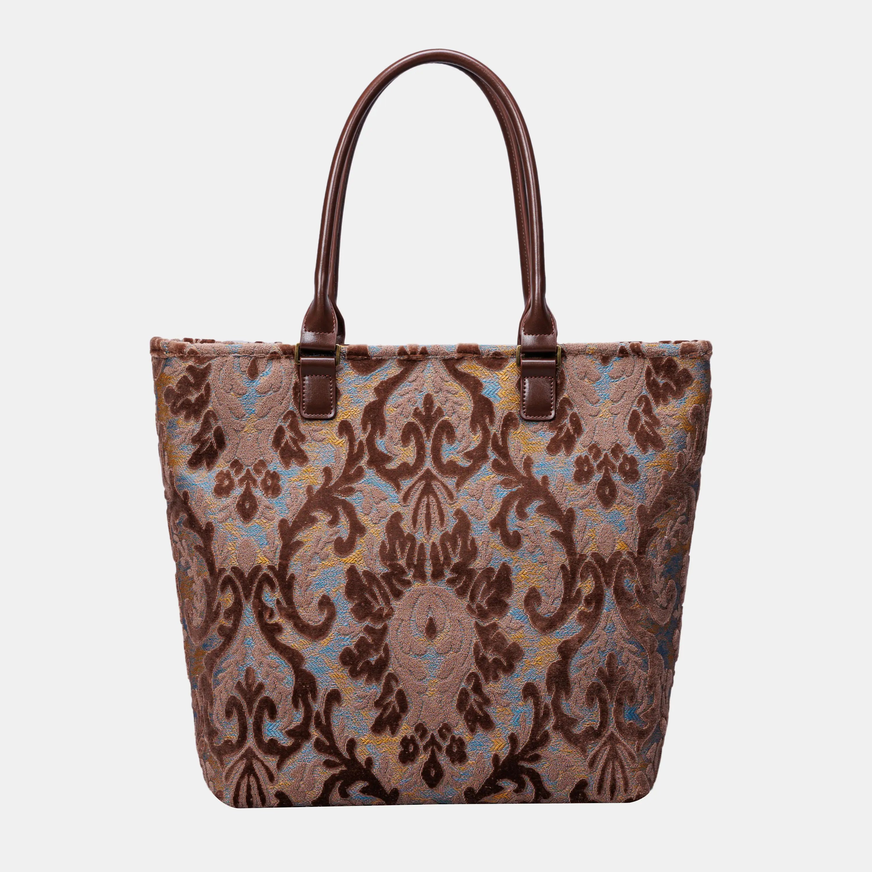 Burnout Velvet Camel Carpet Tote Shopper carpet bag of America back