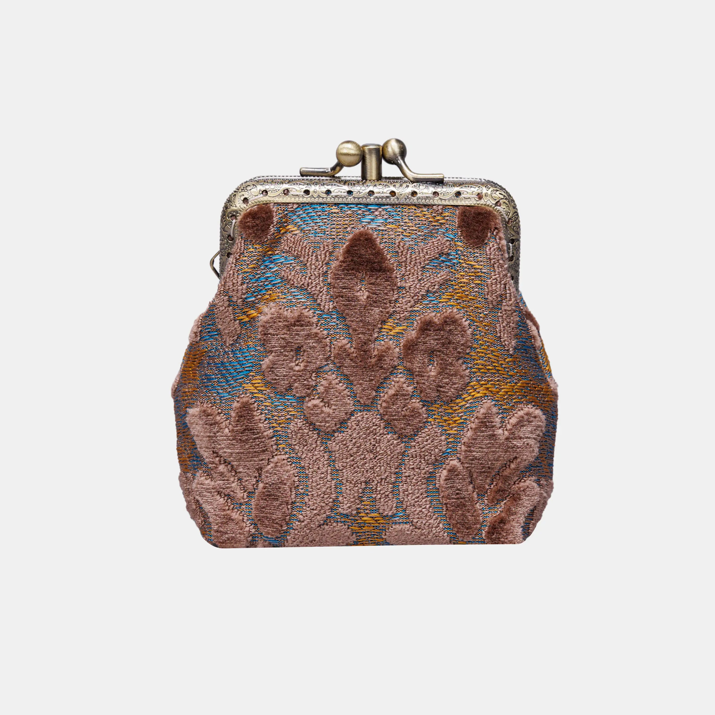 Burnout Velvet Camel Double Kiss Clasp Coin Purse of America front-2