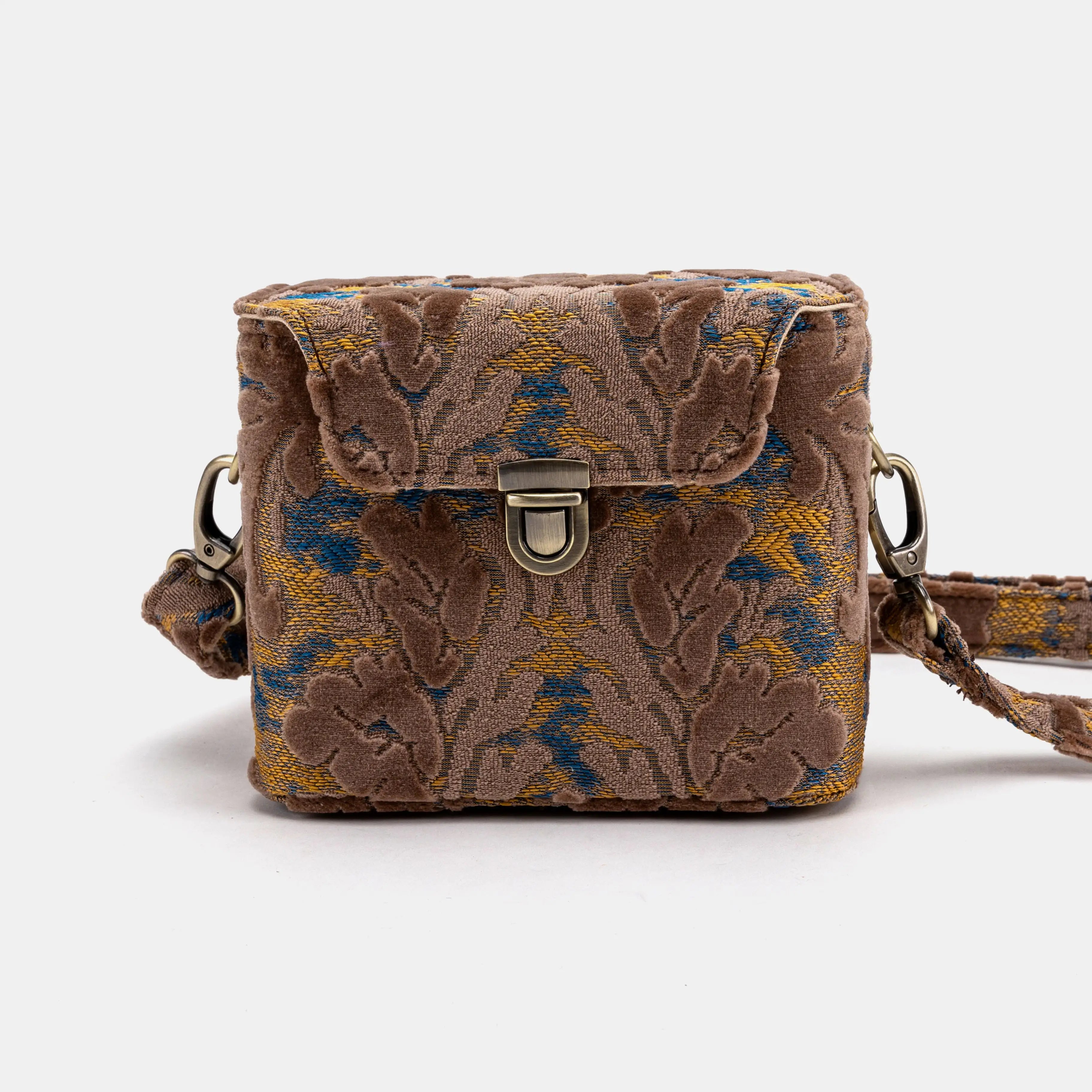 Burnout Velvet Camel Emma Small Train Case Crossbody main