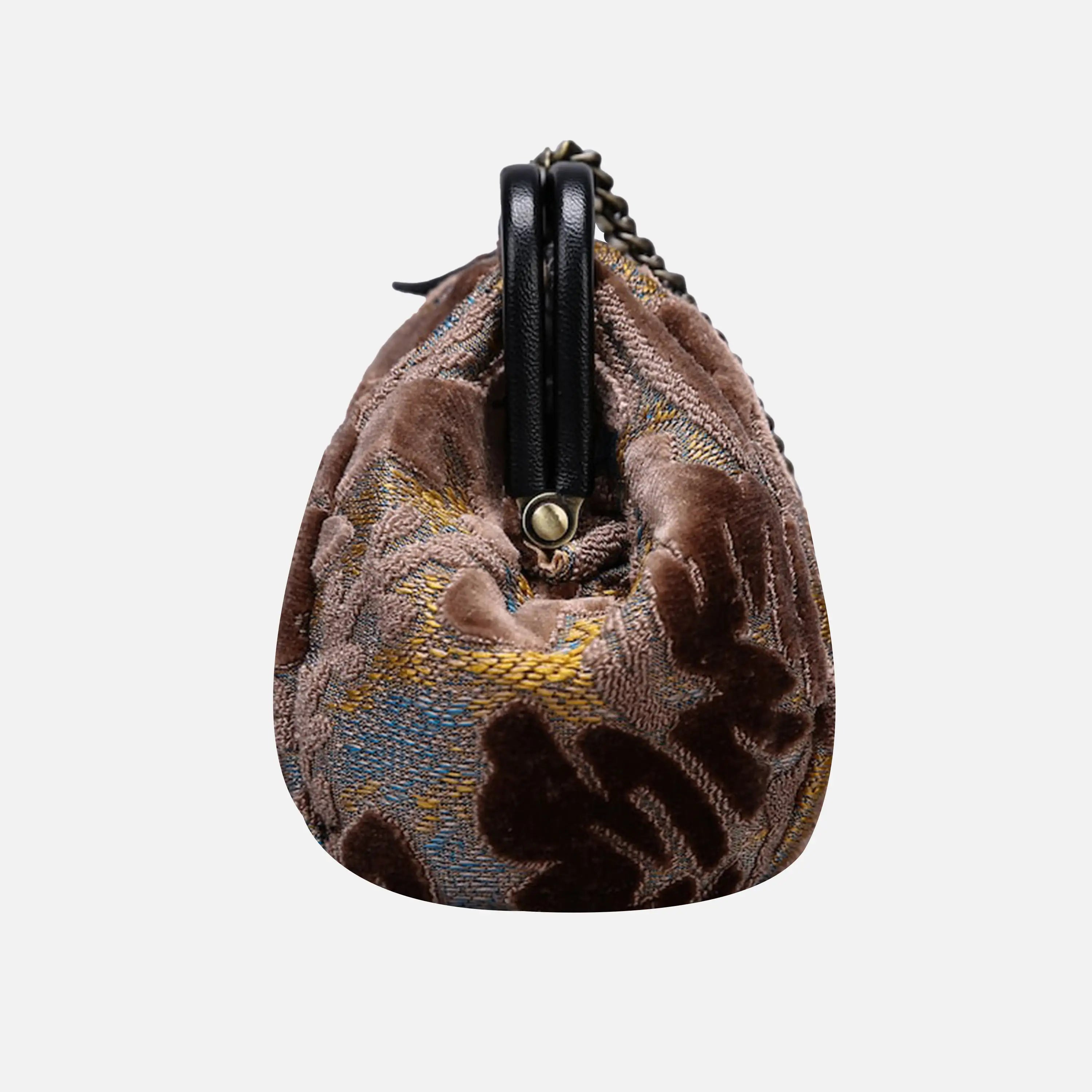 Burnout Velvet Camel Evening Bag Clutch carpet bag of America side