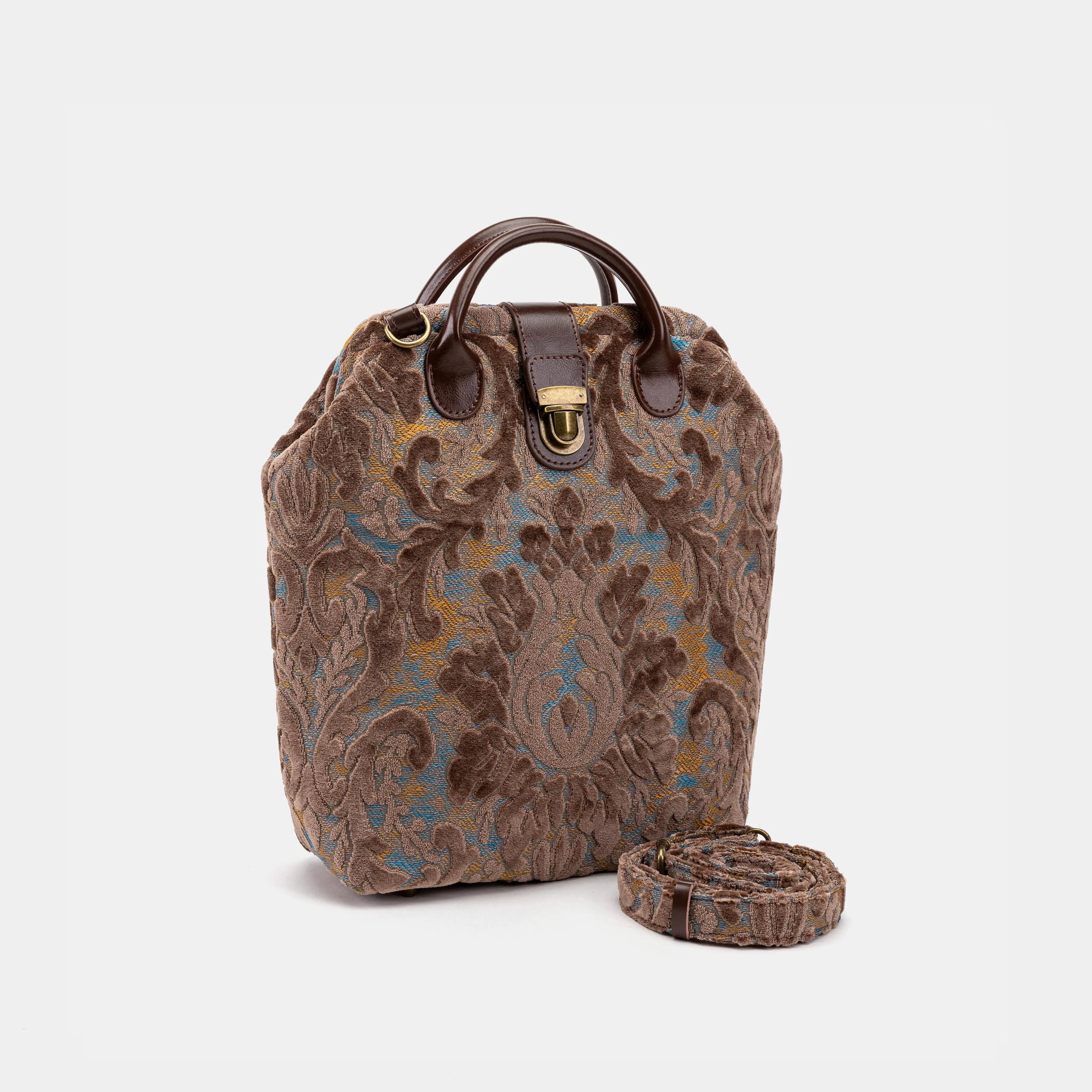 Burnout Velvet Camel Everyday Backpack of America with shoulder strap