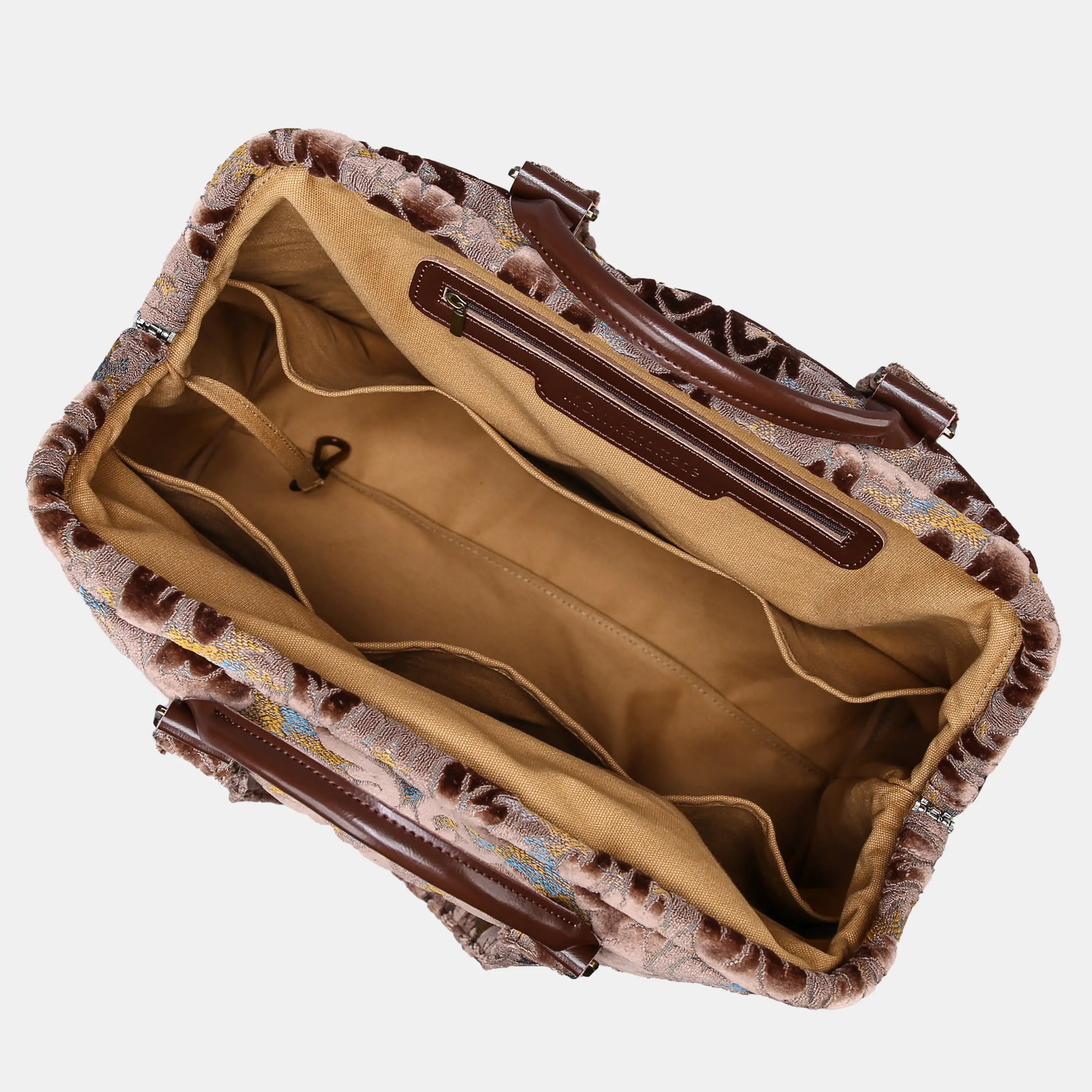 Burnout Velvet Camel Knitting Project Bag of America inside