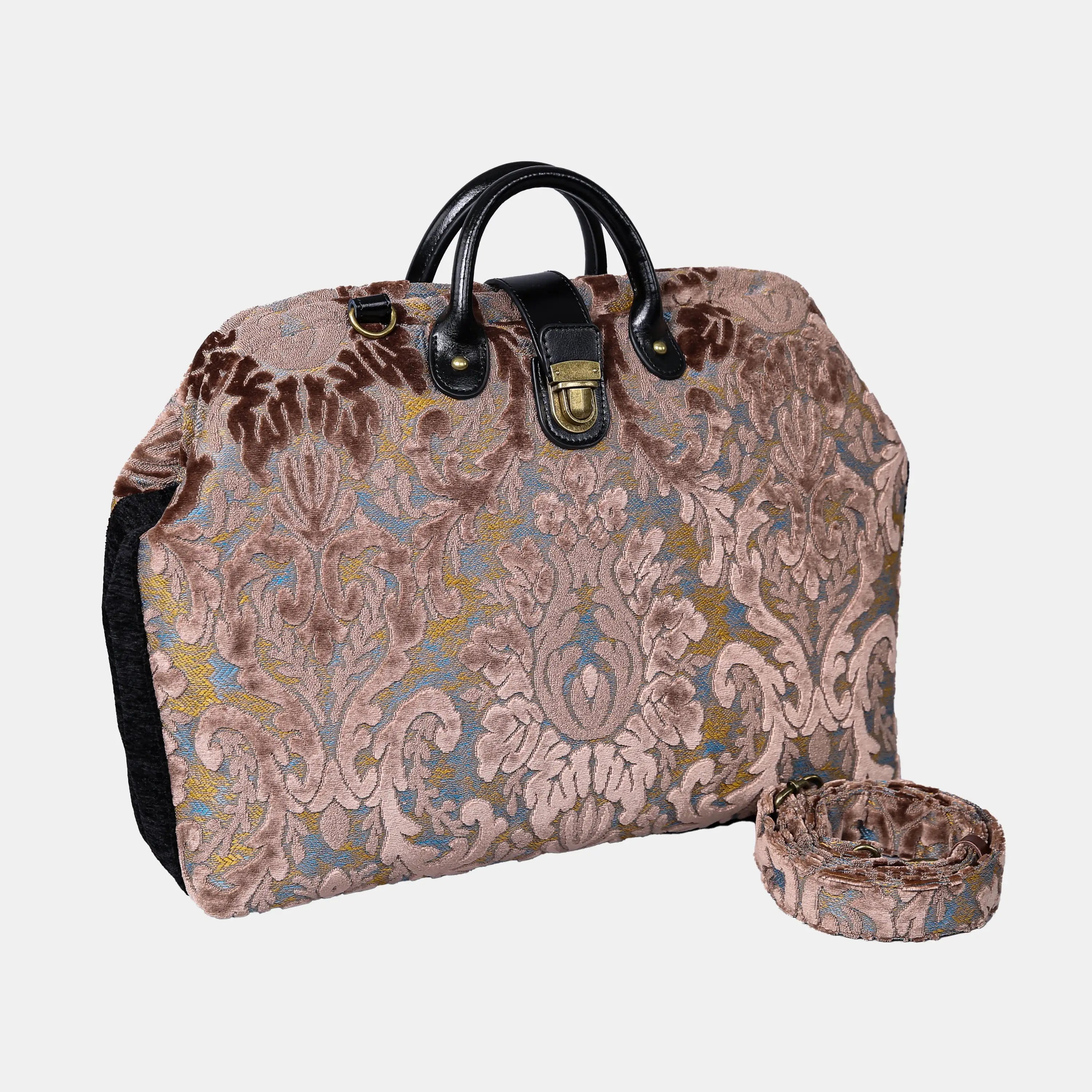 Burnout Velvet Camel carpet bag of America with shoulder strap