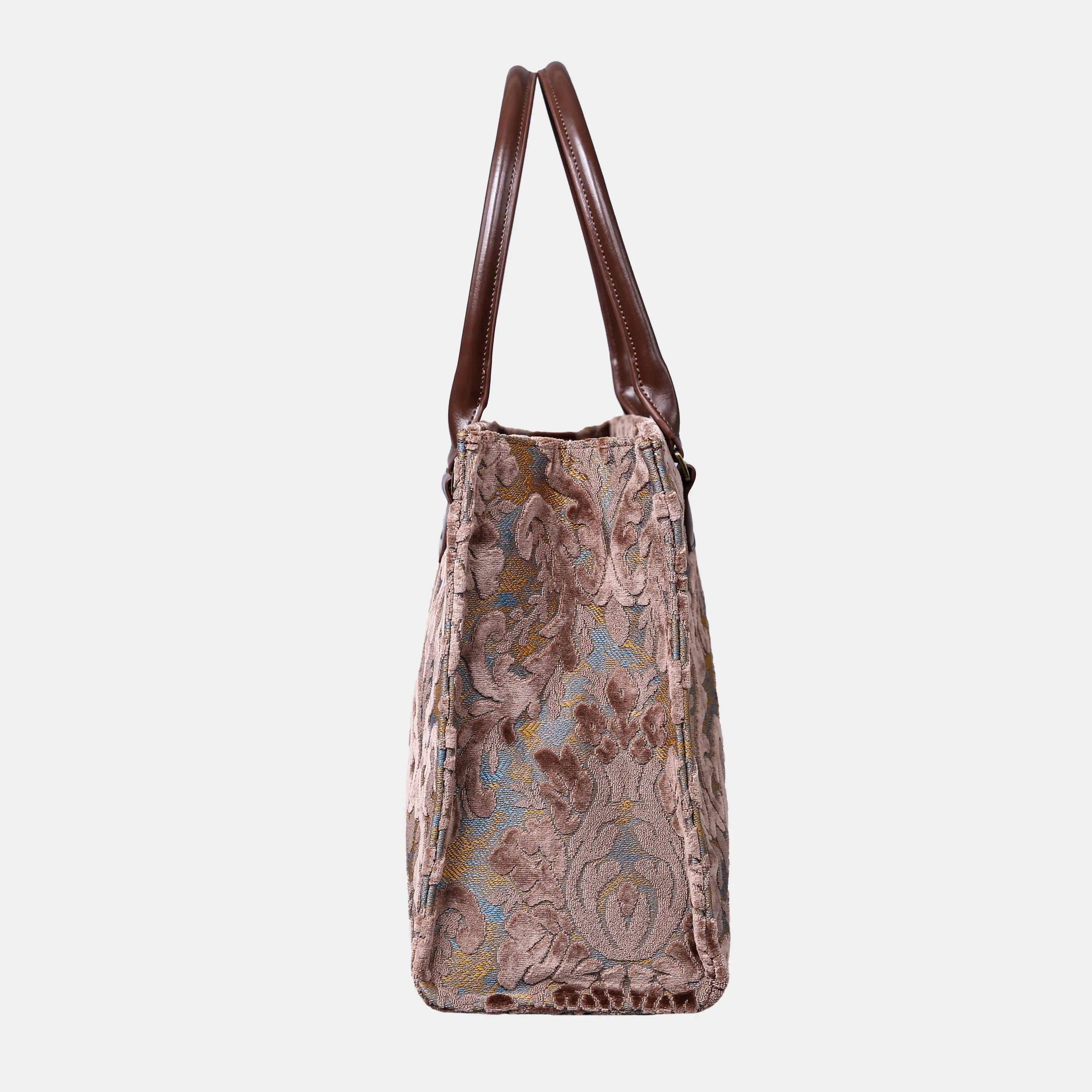 Burnout Velvet Camel Laptop Work Tote of America side