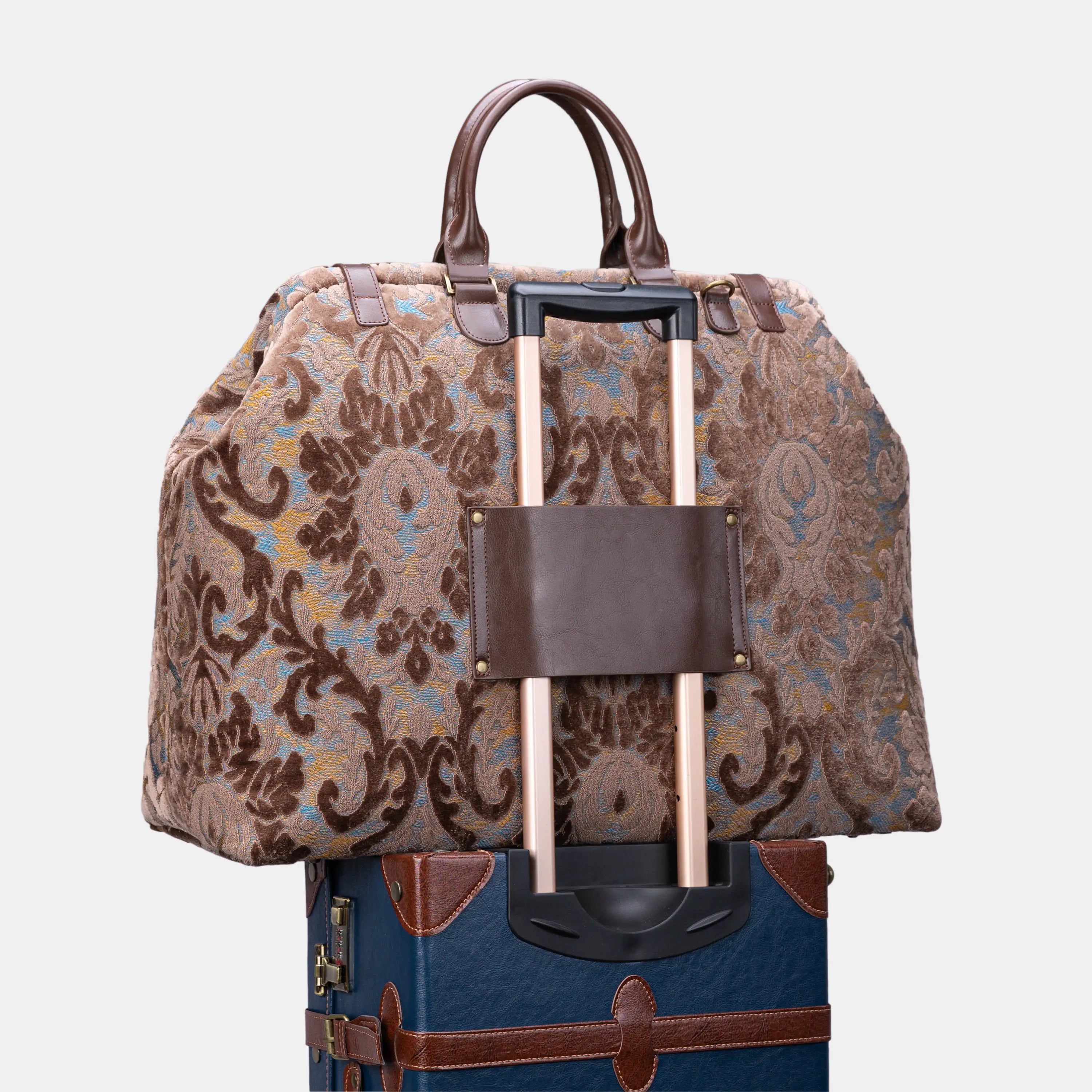 Burnout Velvet Camel Men's Carpetbag of America with luggage sleeve-5