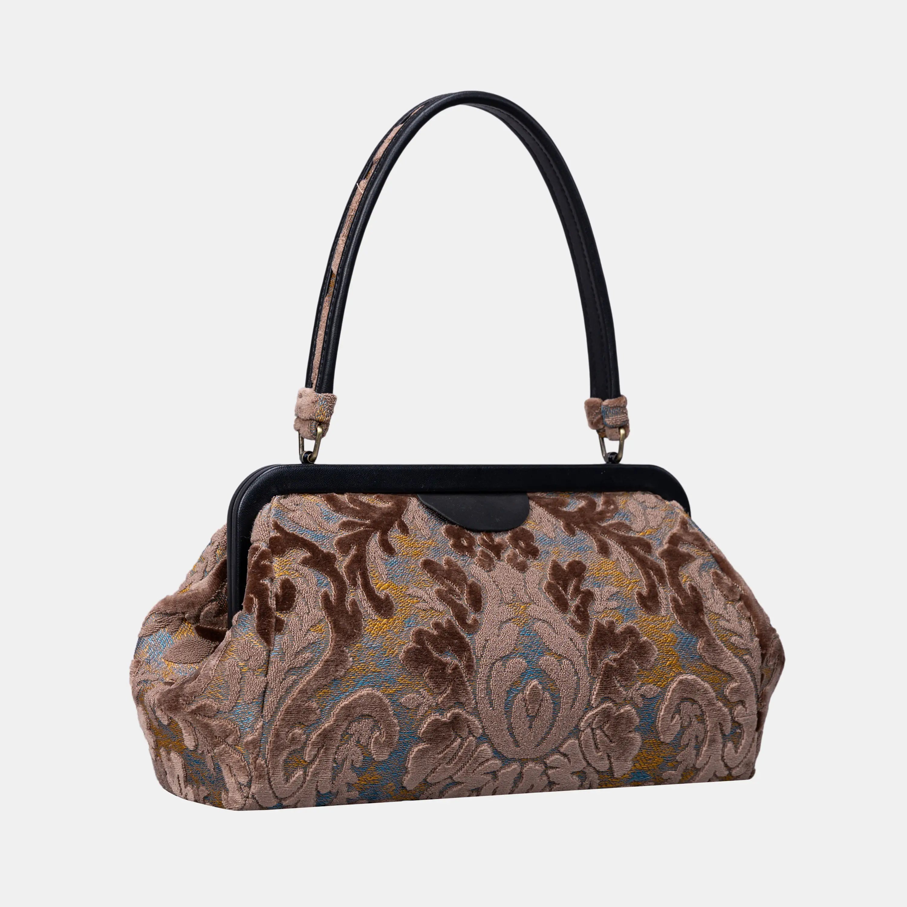 Burnout Velvet Camel Shoulder Bag side