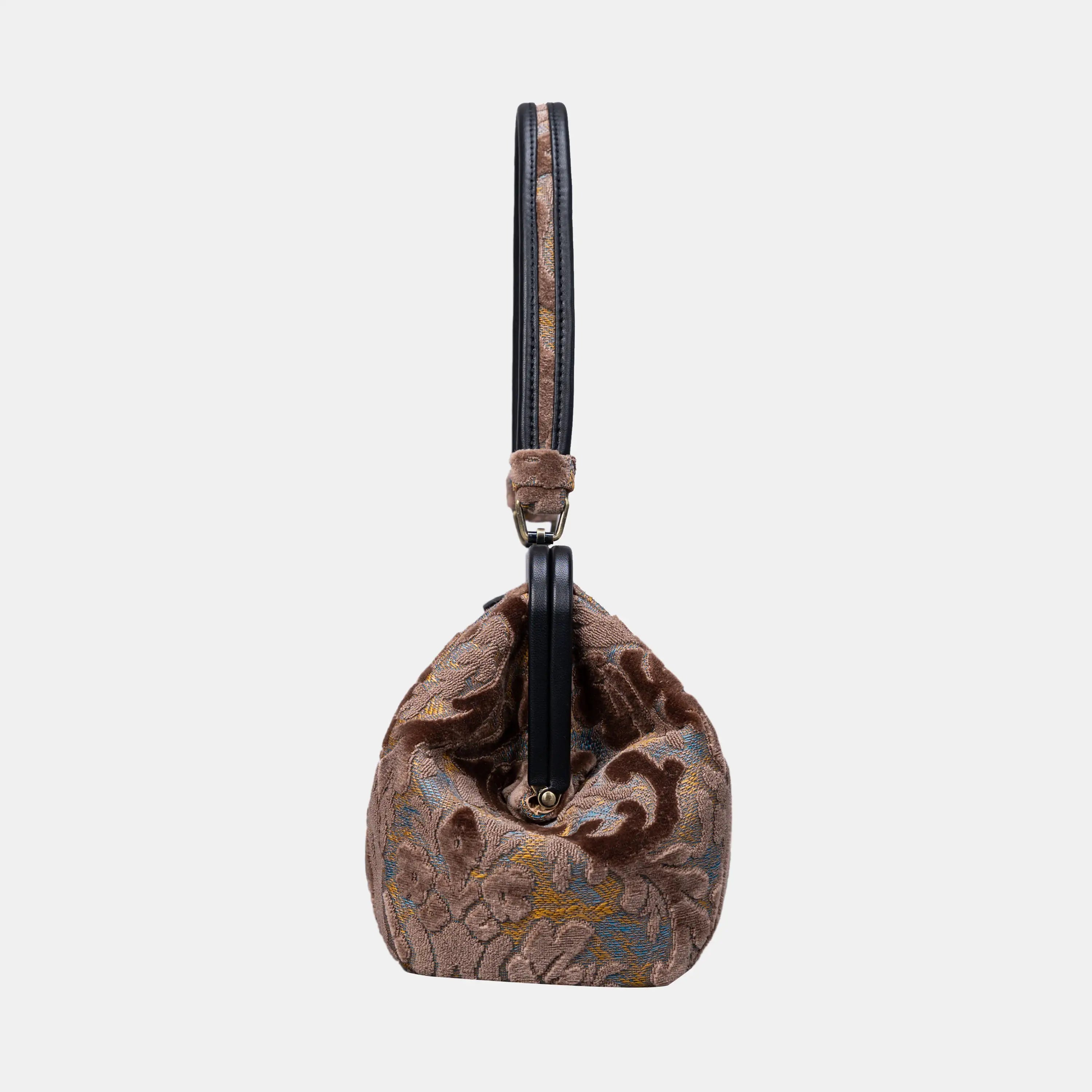 Burnout Velvet Camel Shoulder Bag left