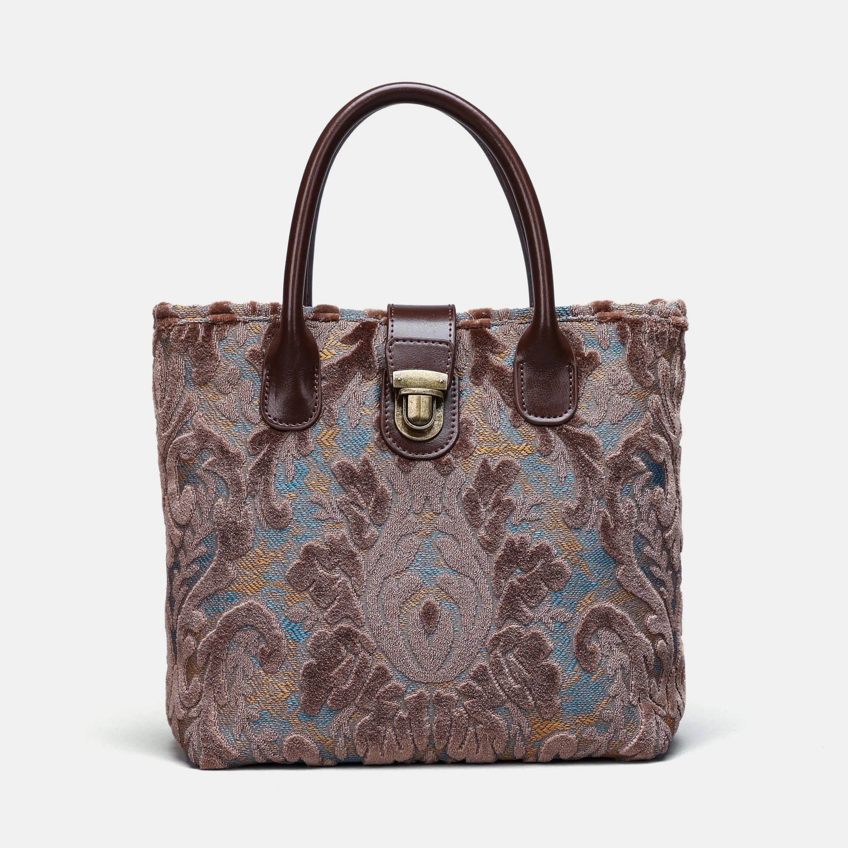 Burnout Velvet Camel Tuck Lock Carpet Satchel carpet bag MCW Handmade of America main