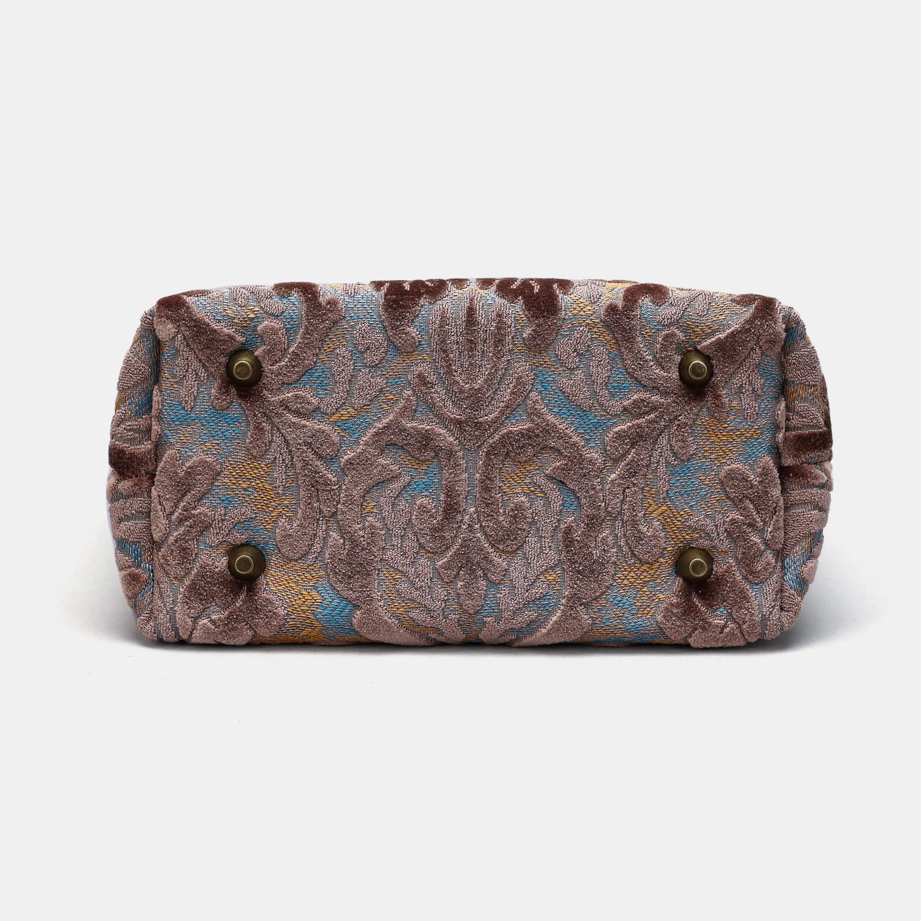 Burnout Velvet Camel Tuck Lock Carpet Satchel carpet bag MCW Handmade of America bottom