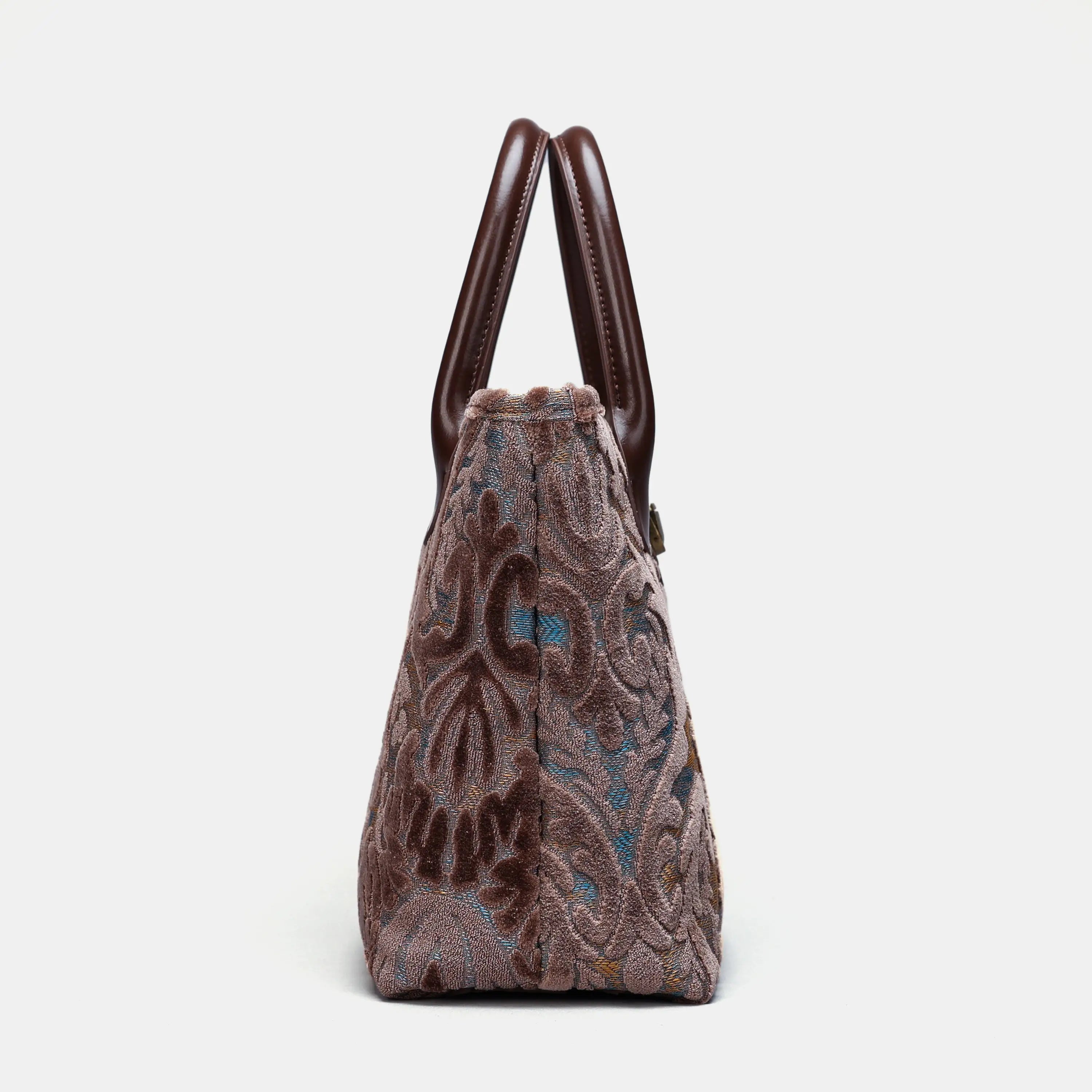 Burnout Velvet Camel Tuck Lock Carpet Satchel carpet bag MCW Handmade of America side