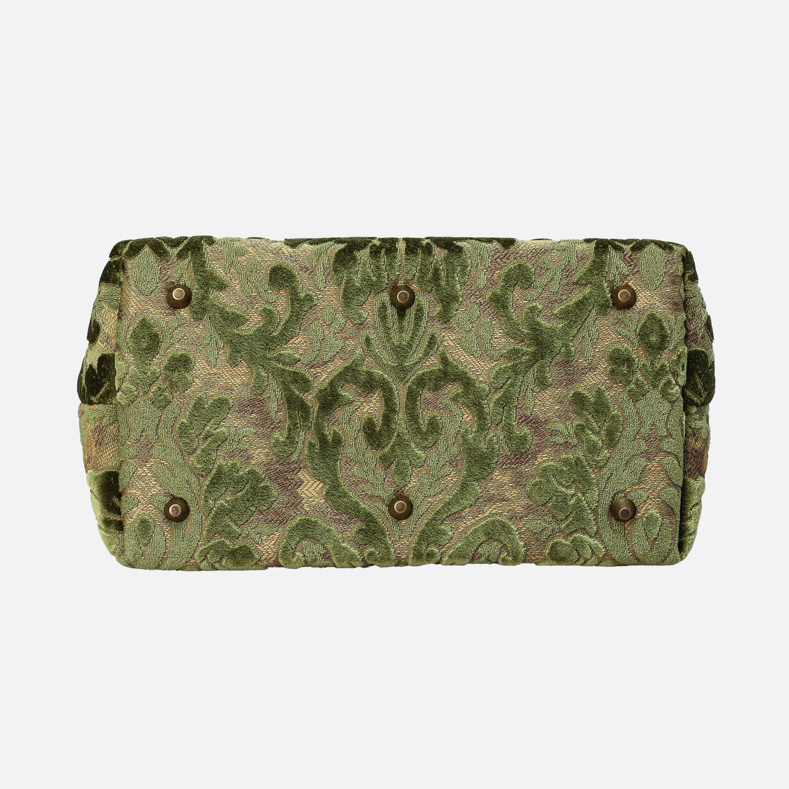 Burnout Velvet Fern Green Carpet Handbag Purse carpet bag MCW Handmade of America bottom
