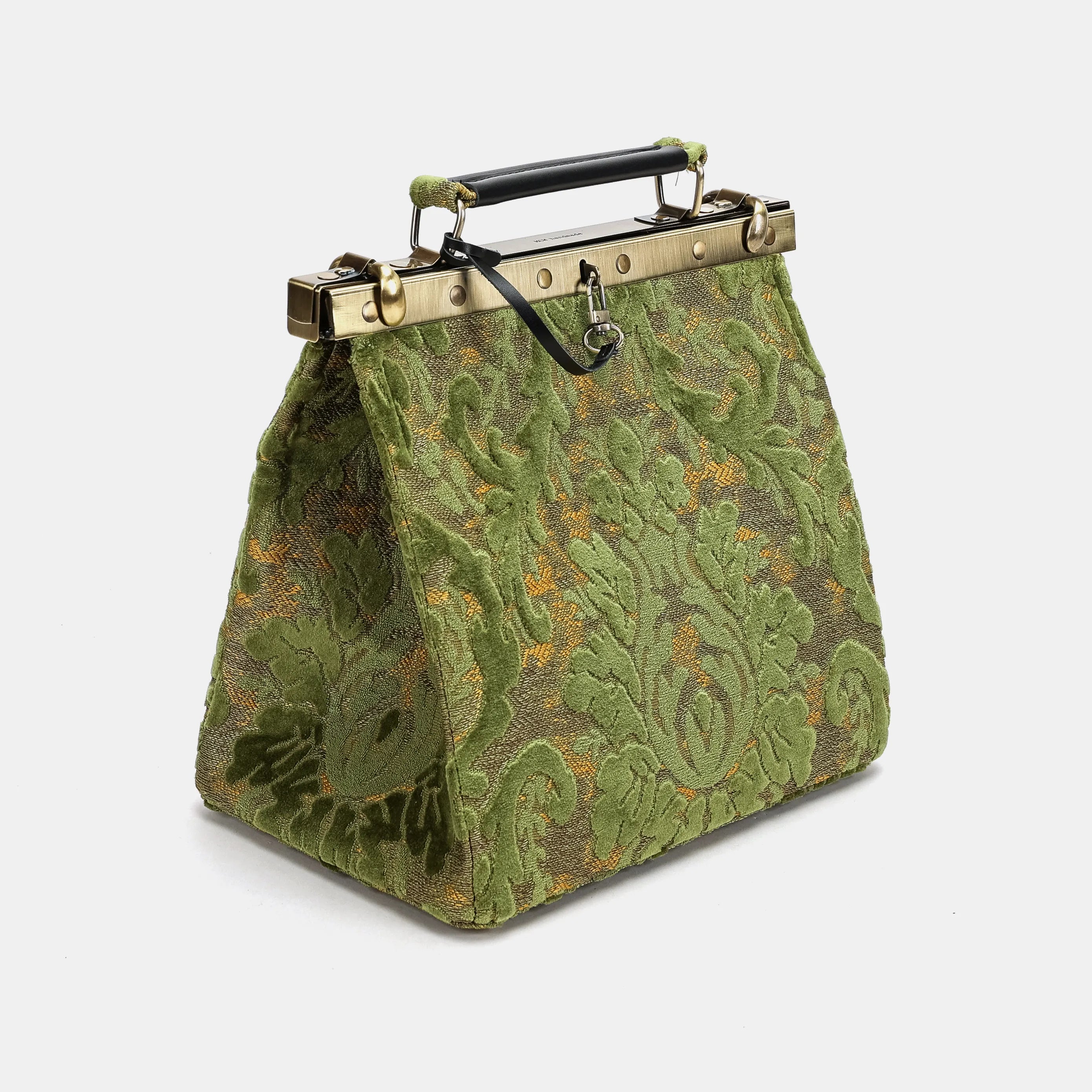 Burnout Velvet Fern Green Cecile Carpet Purse Gladstone Bag of America side